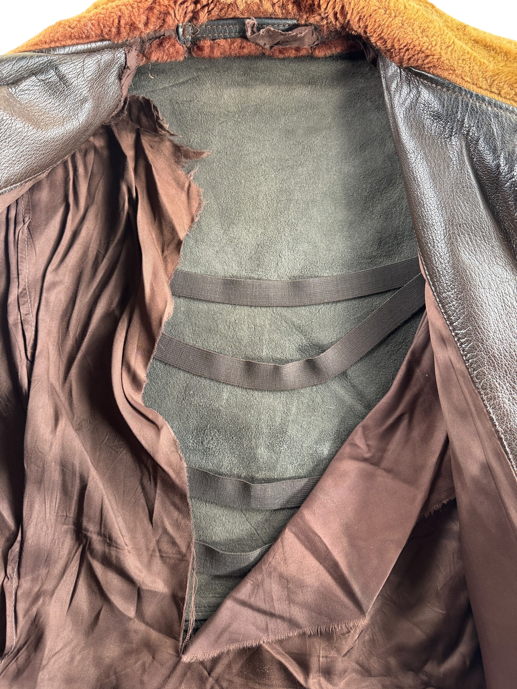 Thrashed Liner on Vintage Leather M422 Flight Jacket SZ M AS IS