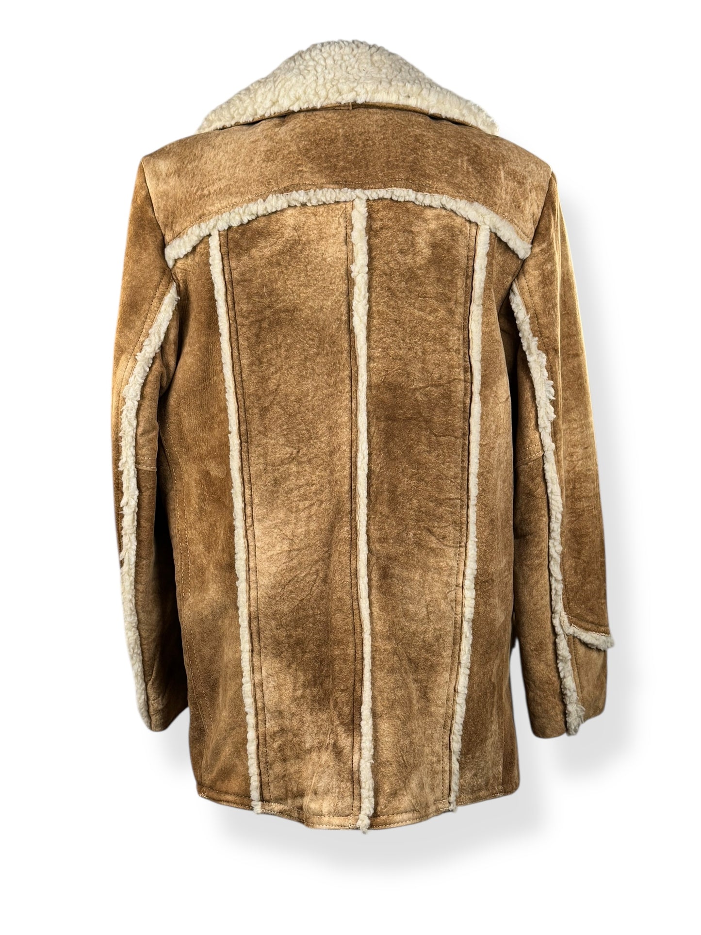 Back of 1970s Grais Suede Shearling Coat L