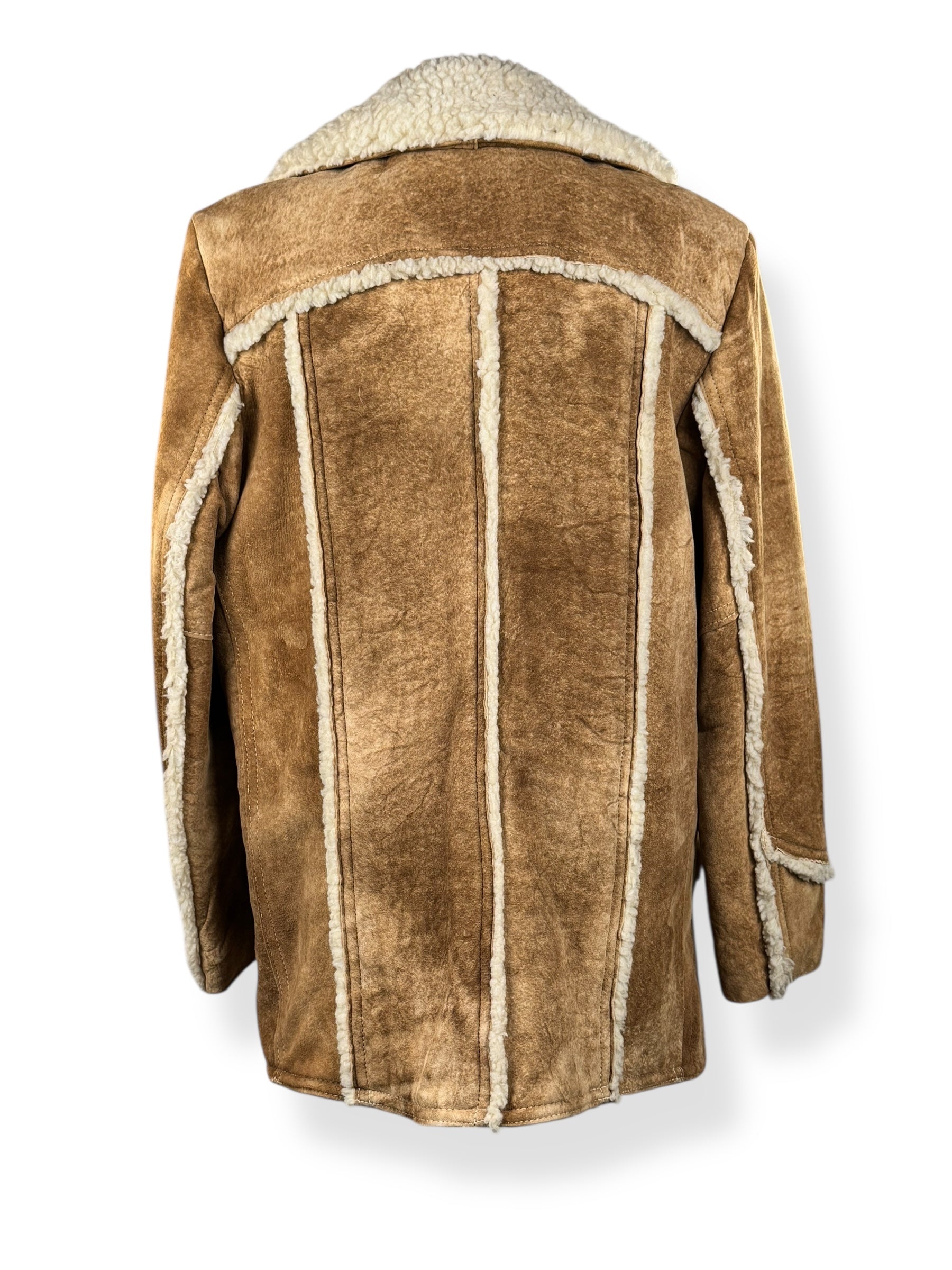 Back of 1970s Grais Suede Shearling Coat L