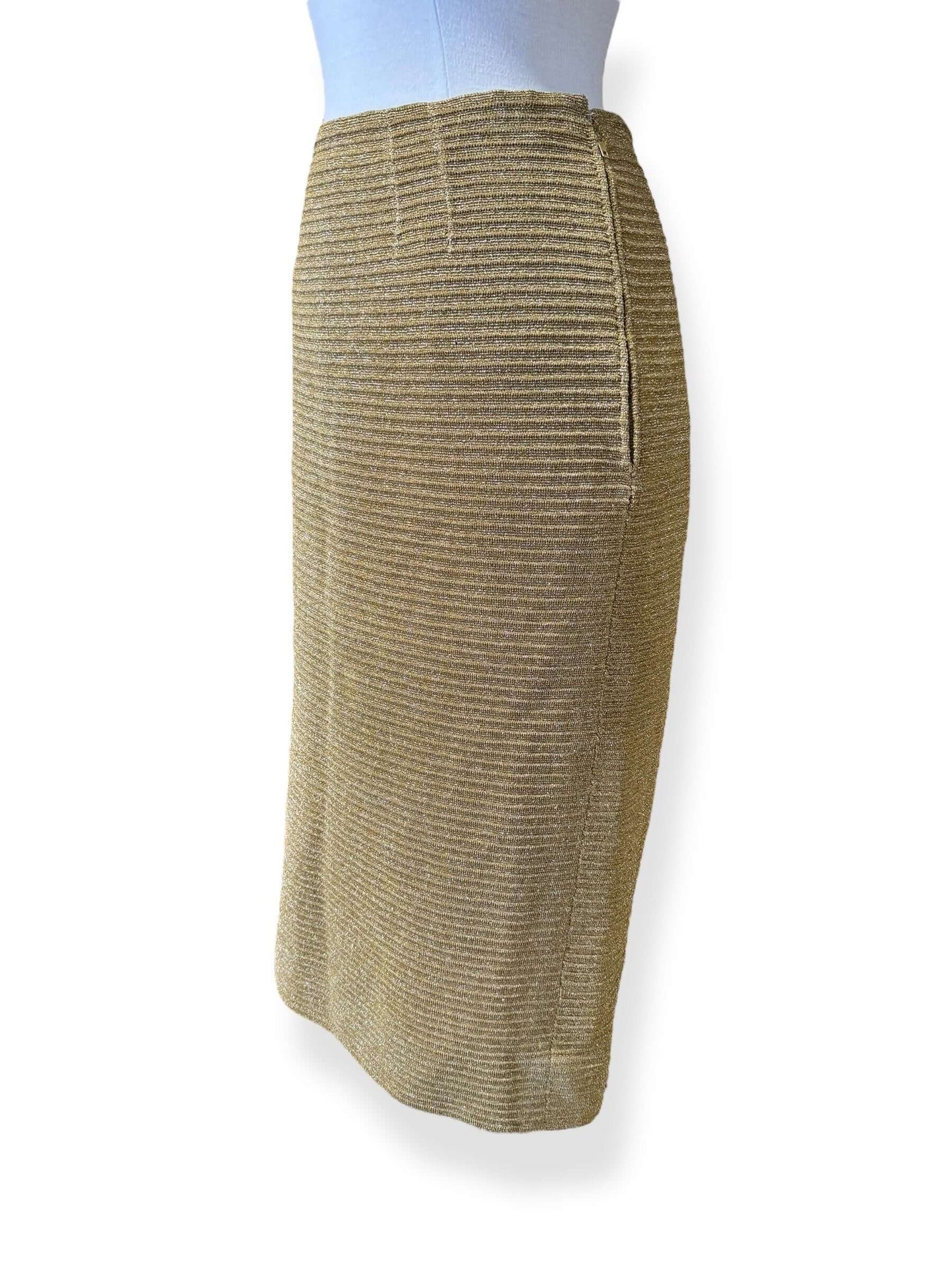 Side view of 1950s Gold Lurex Pencil Skirt M