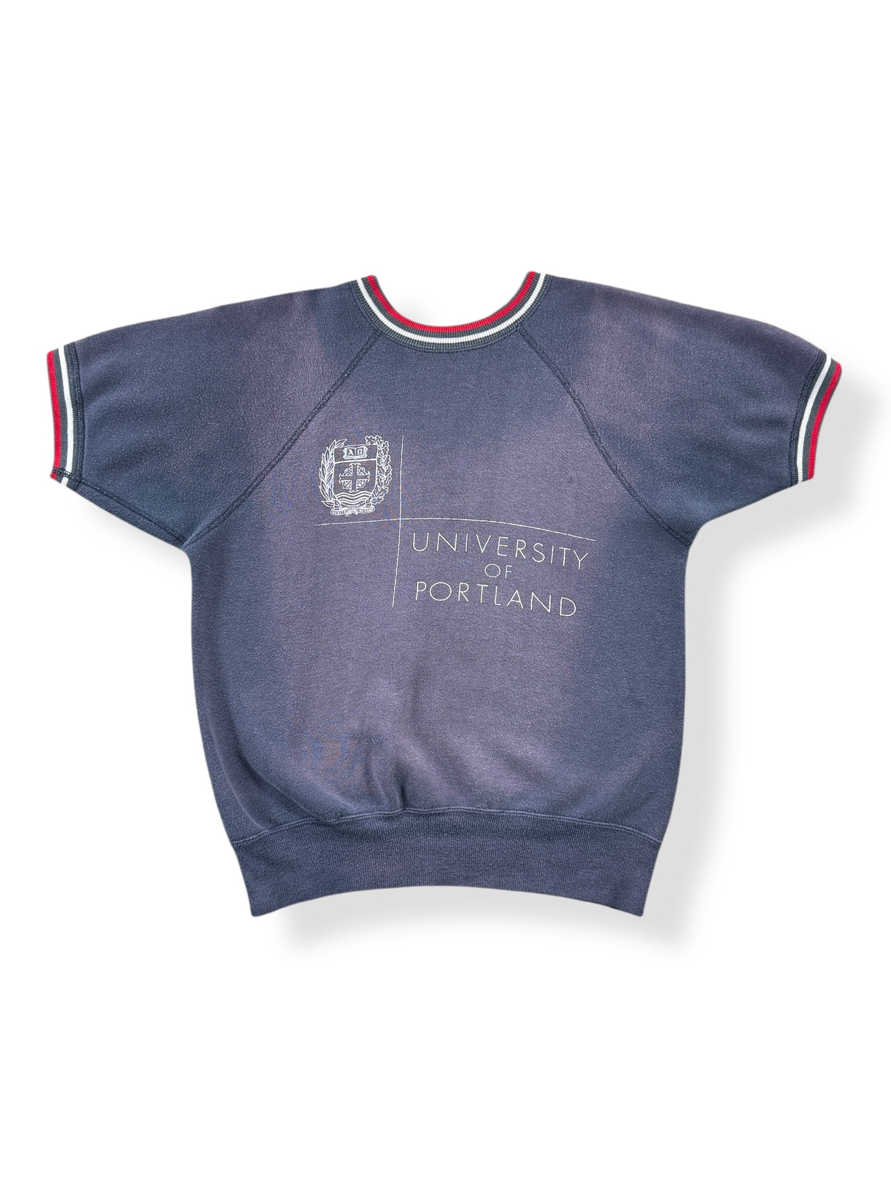 Front of Vintage University of Portland Short Sleeve Sweatshirt SZ S
