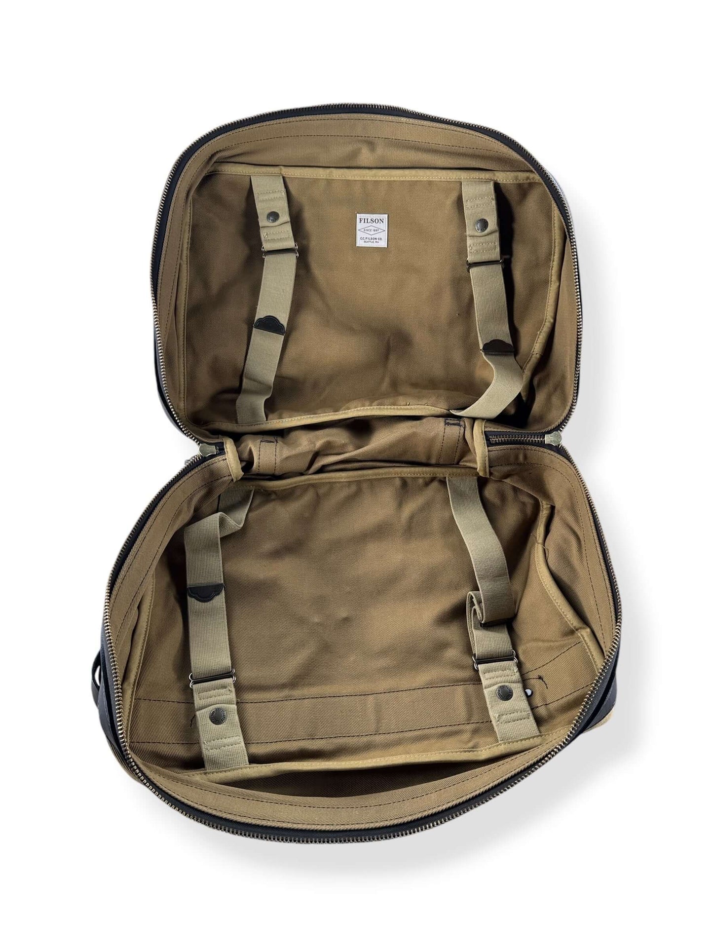 Inside of Filson Rugged Twill Pullman Bag NWOT