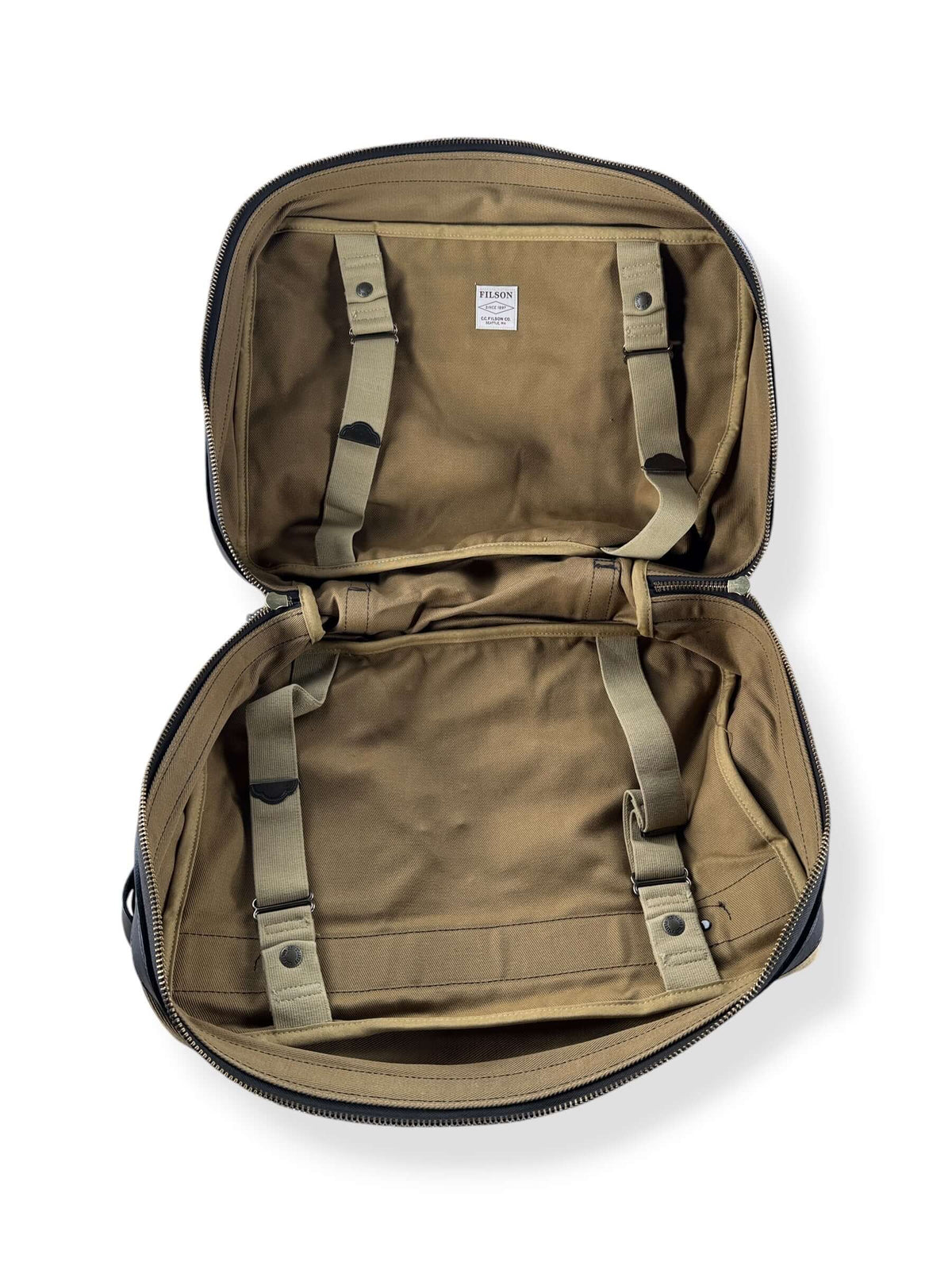 Inside of Filson Rugged Twill Pullman Bag NWOT