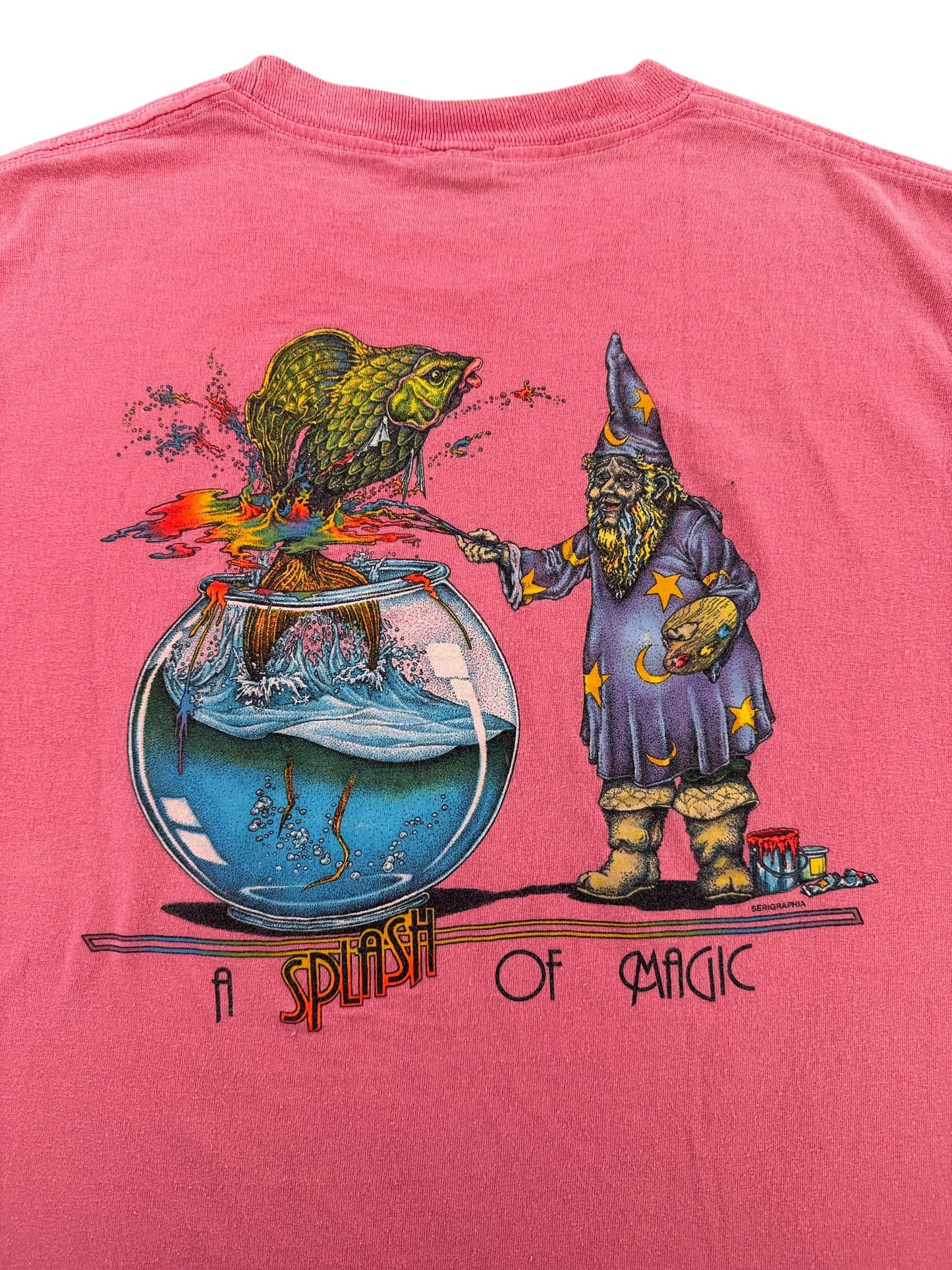 Back Graphic of Vintage Pink Zoo Gallery Wizard Tee SZ L (Fits M)