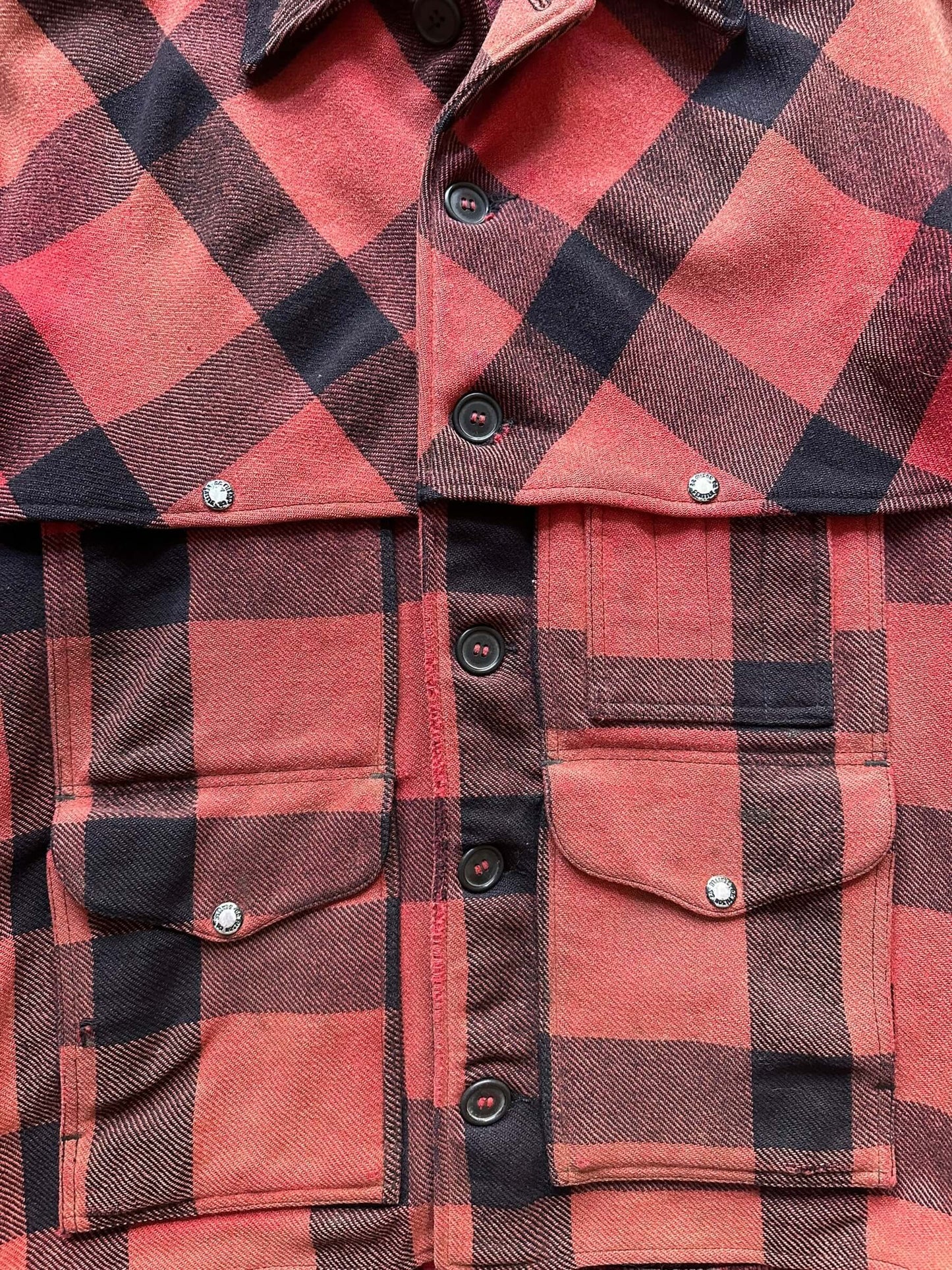 Front Pockets on Vintage Sunfaded Filson Double Mackinaw SZ 36 