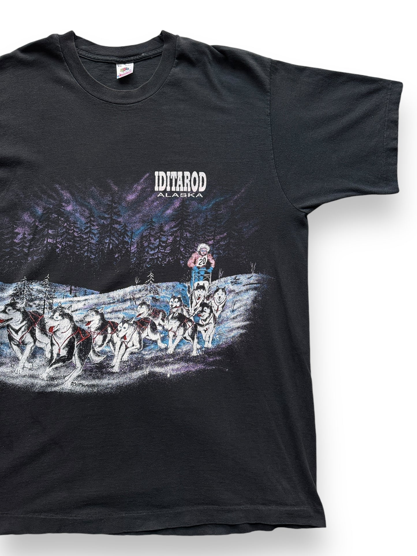 Front Left View of Vintage Iditarod Alaska AOP Tee SZ XXL