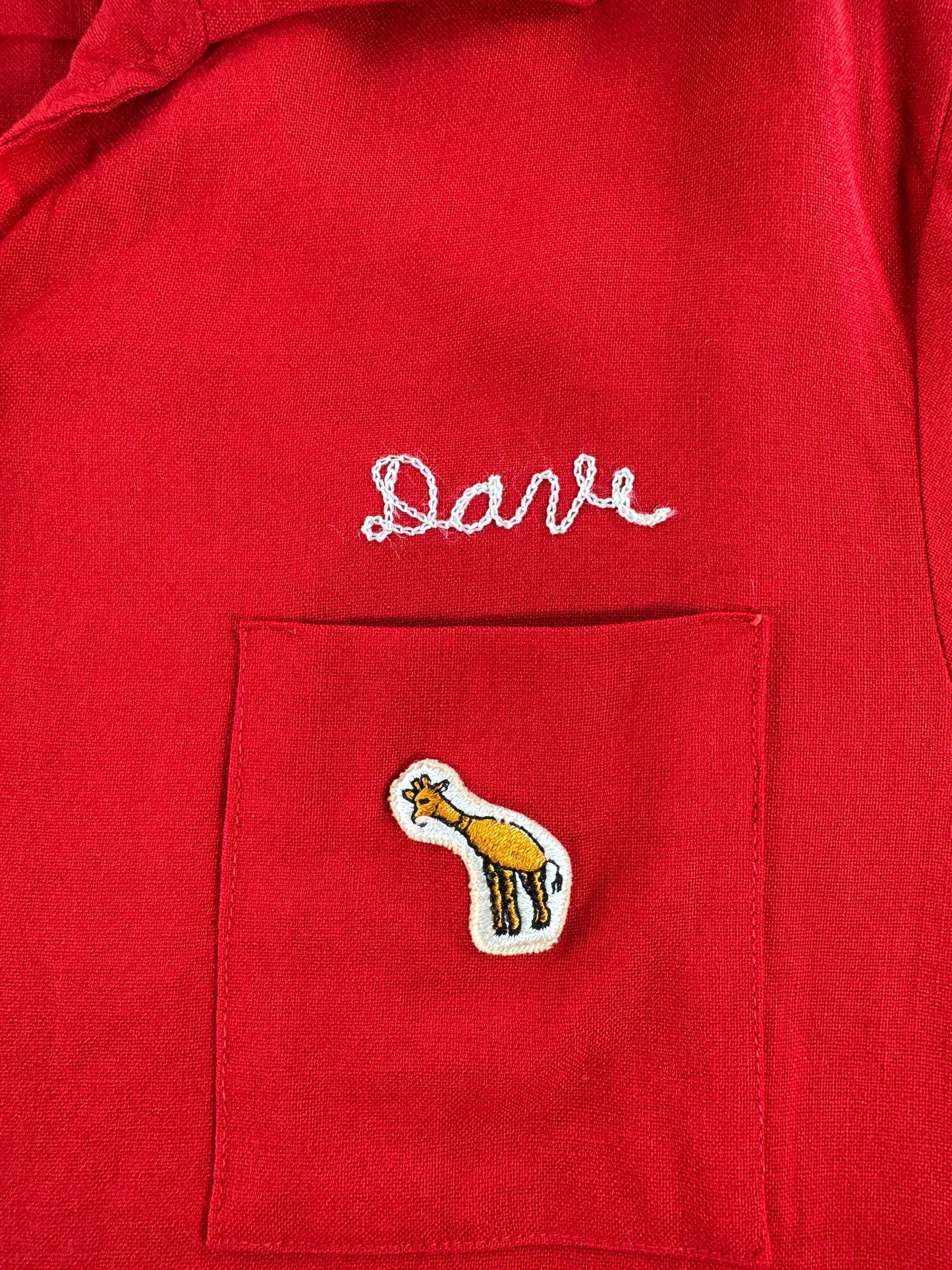 Pocket on Vintage Avis We Try Harder Chainstitch Bowling Shirt SZ M