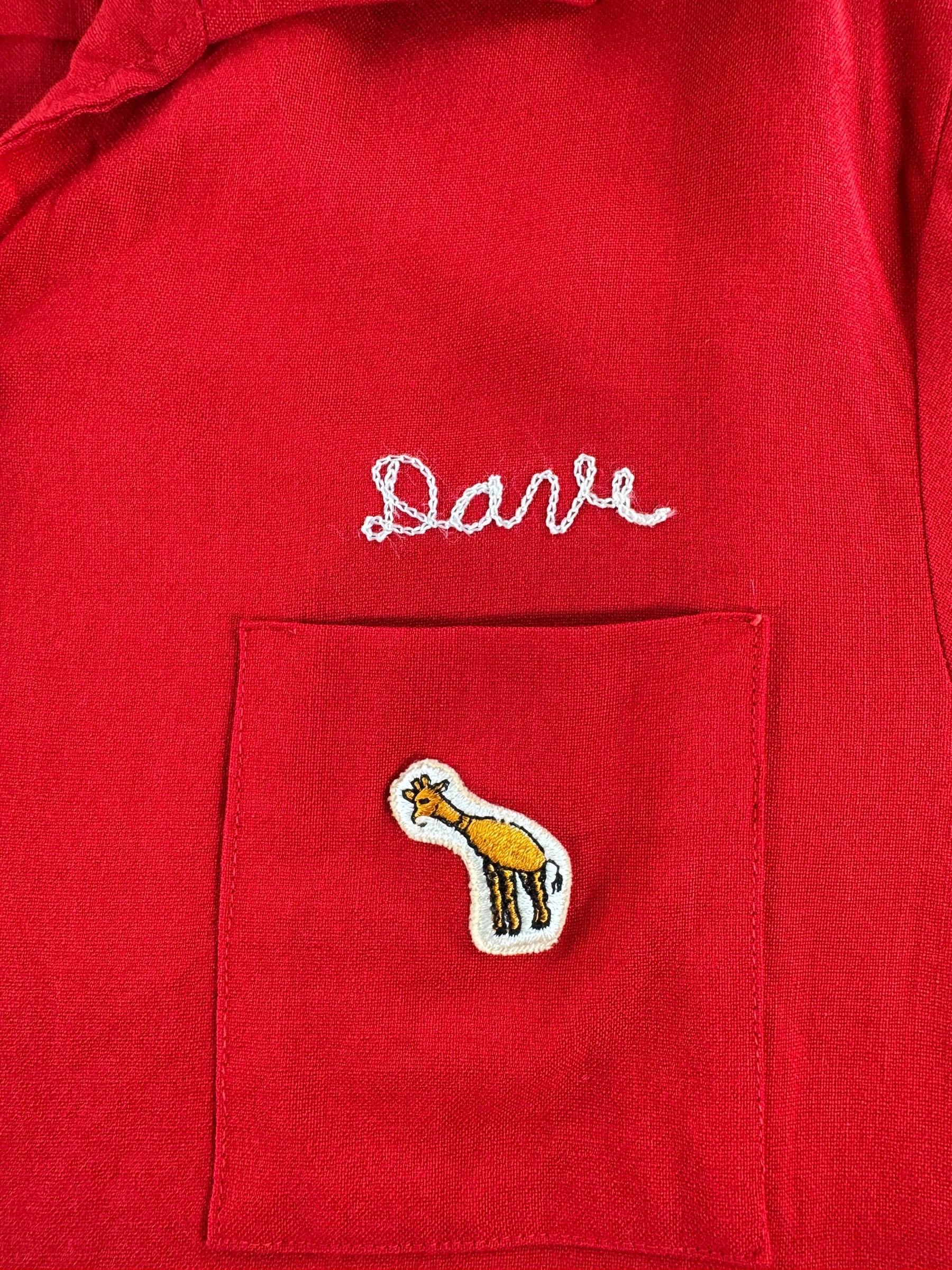 Pocket on Vintage Avis We Try Harder Chainstitch Bowling Shirt SZ M