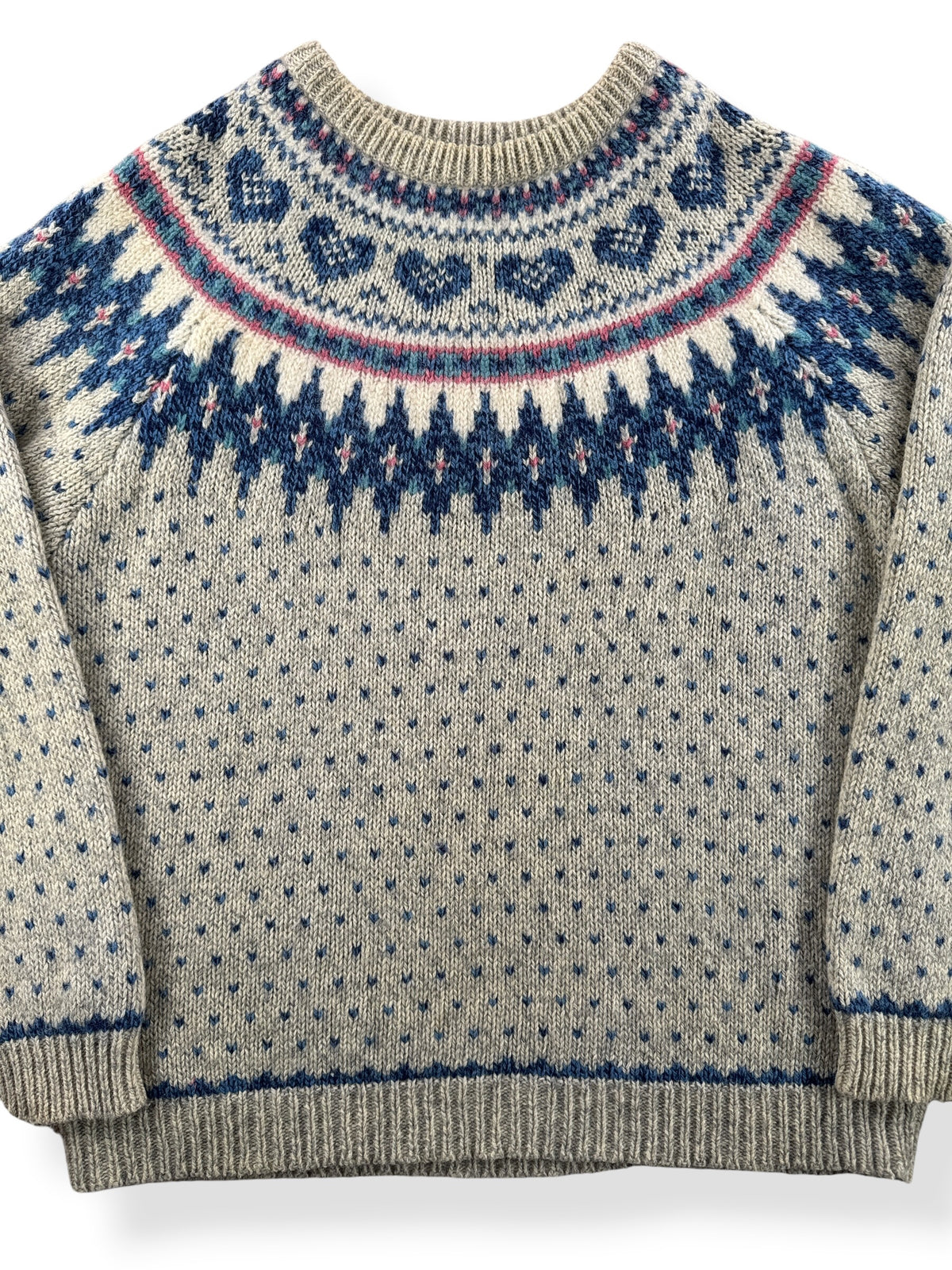 Close-up of Vintage 1980s Woolrich Woman's Norwegian-style Sweater SZ L