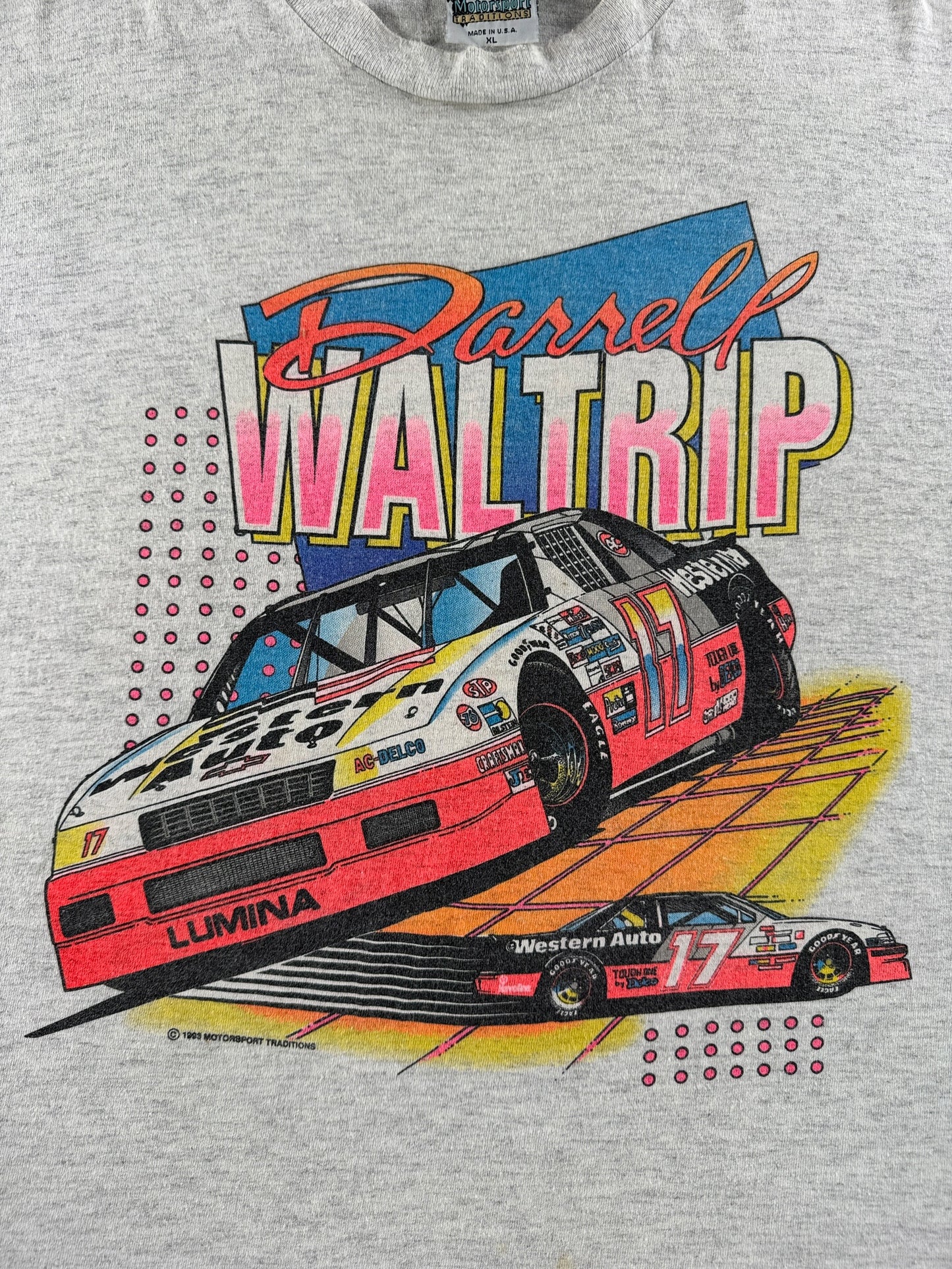 Graphic of Vintage Motorsport Darrell Waltrip Racecar Tee SZ XL