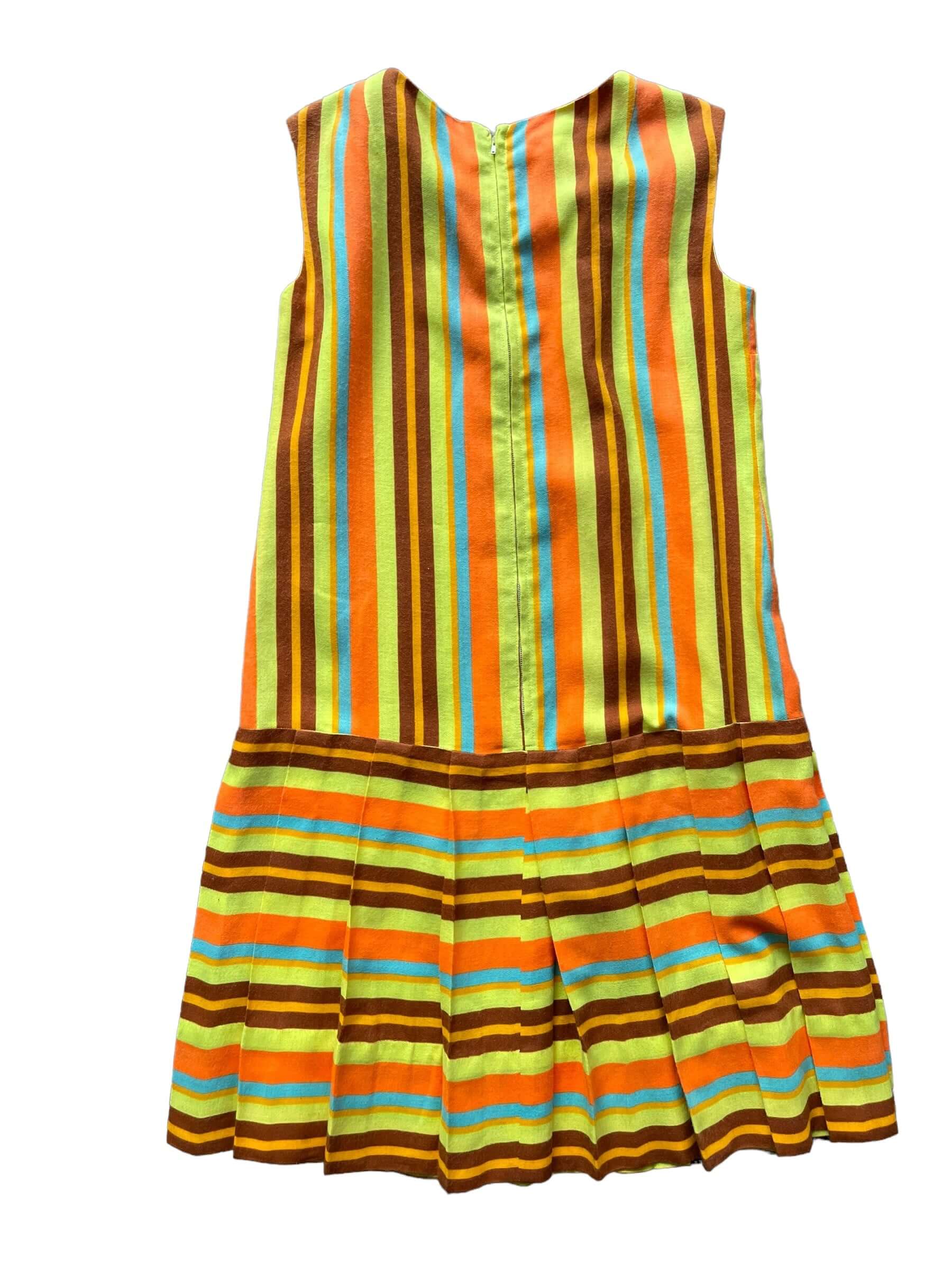 Full back view of Vintage 1960s Mod Striped Pleated Mini SZ L | Seattle True Vintage | Barn Owl Vintage