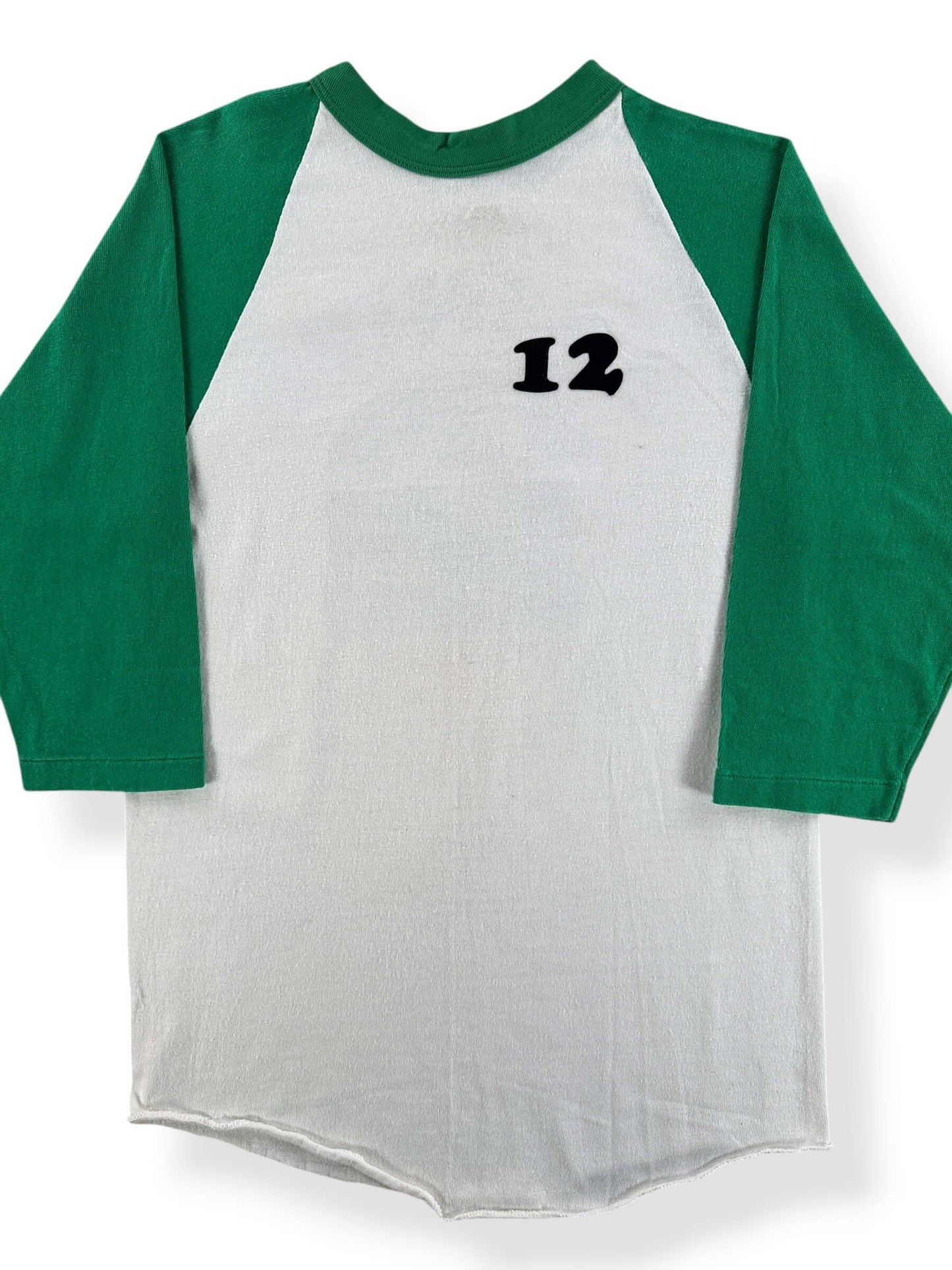 Front Close Up of Vintage Russell Athletic Rainier Raglan Tee SZ M (Fits S)