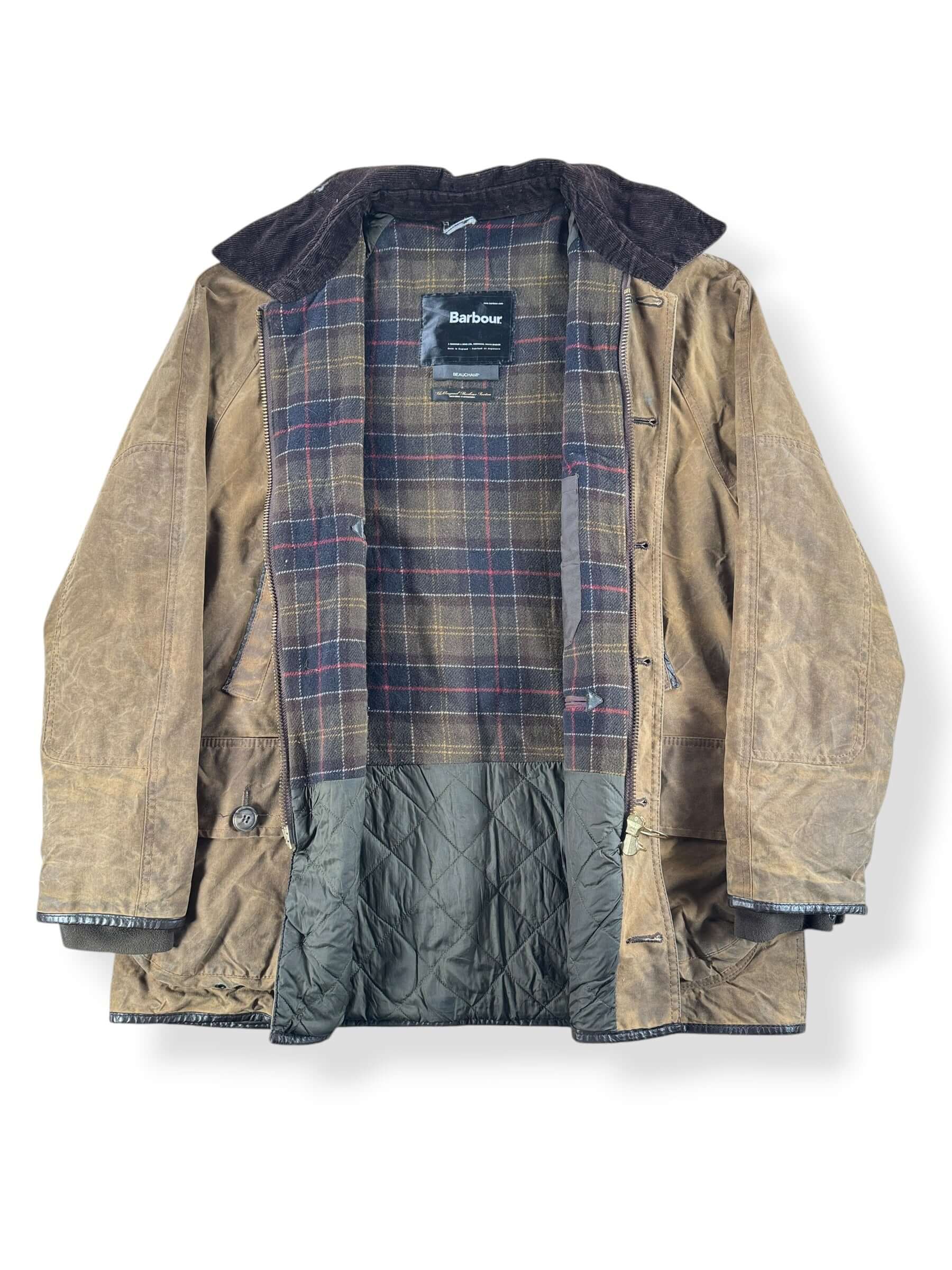 Inside of Barbour Beauchamp A186 Waxed Cotton Jacket SZ XXL