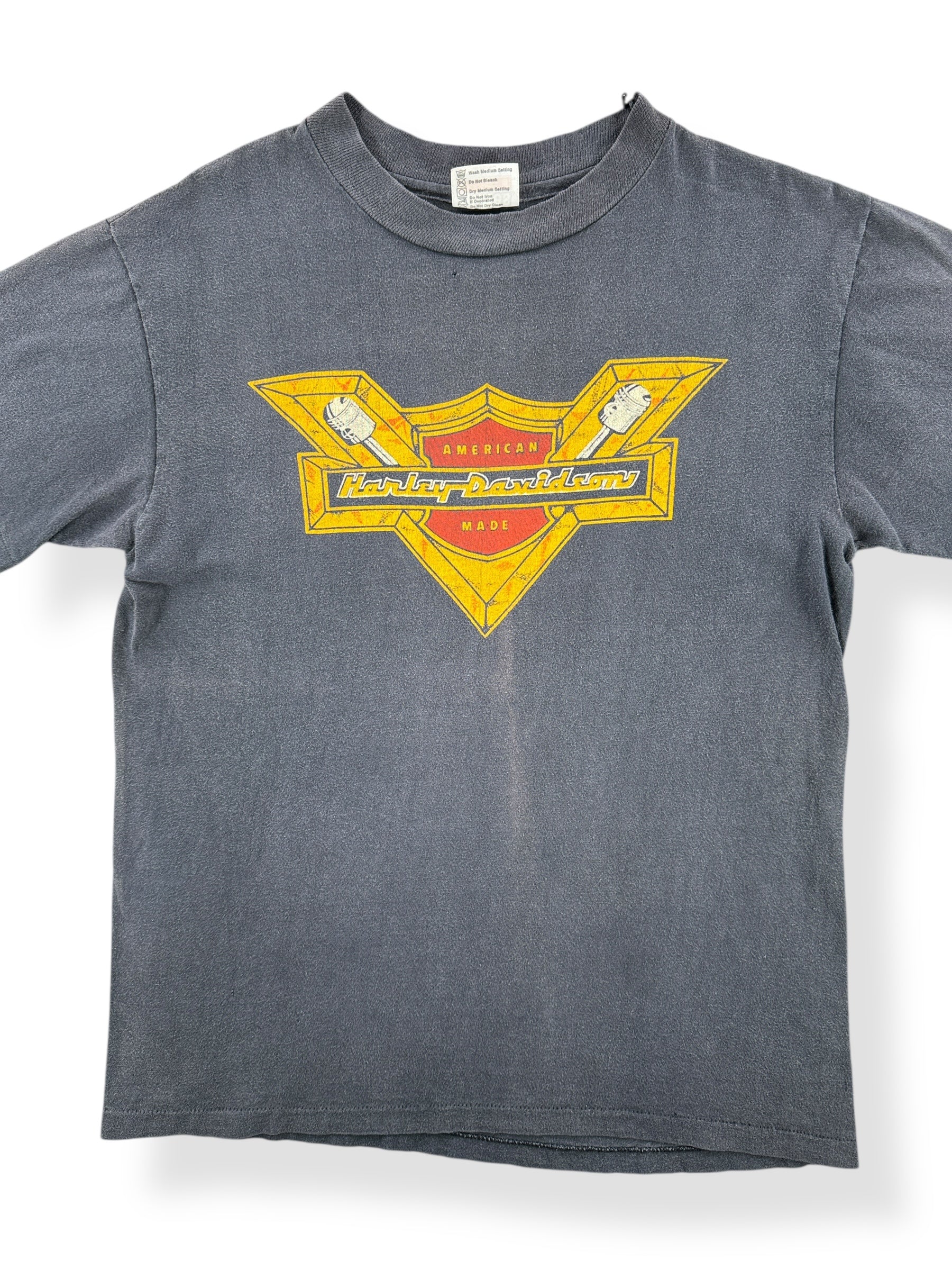 Front Close Up of Vintage 1982 Harley Davidson Seattle Grand Opening Tee SZ M