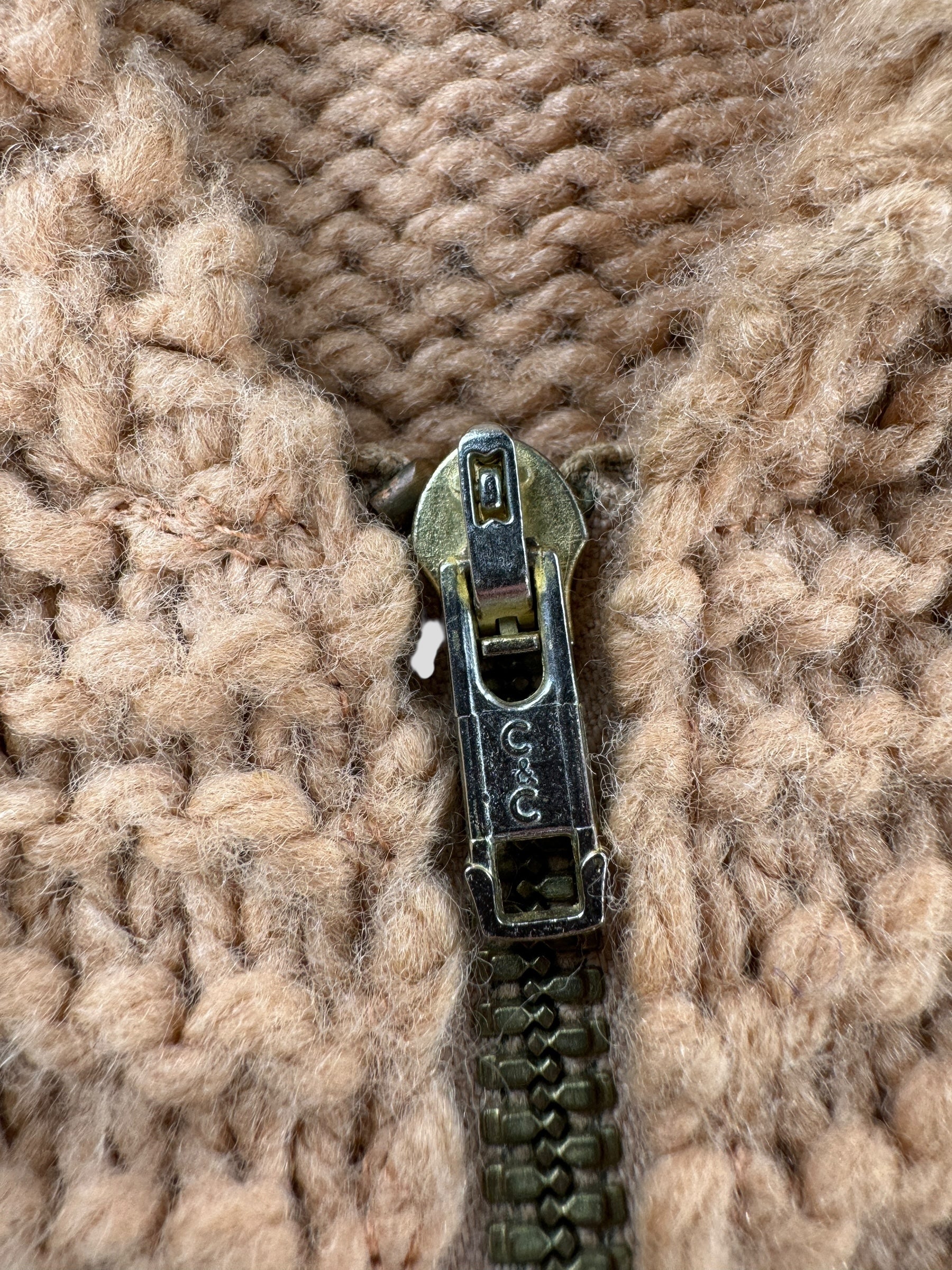 Zipper on Vintage 18 Wheeler Cowichan Style Sweater SZ L