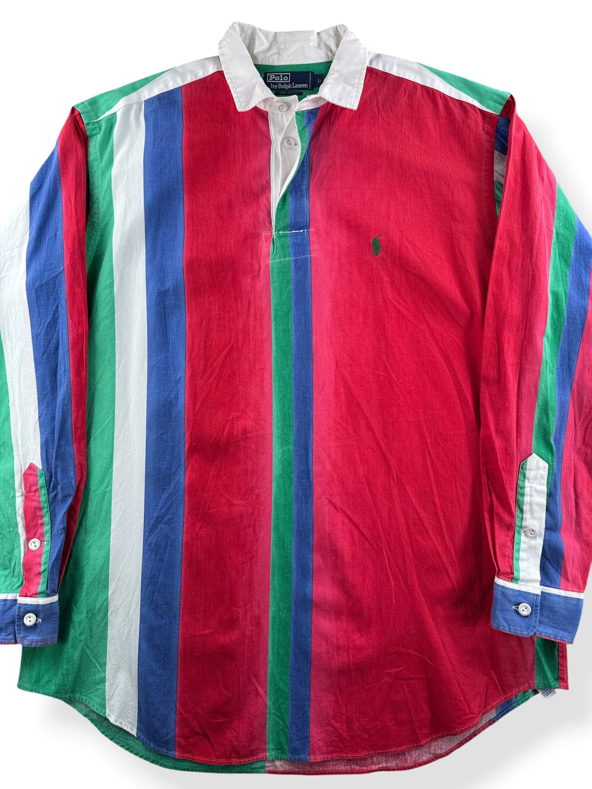 Close-up of Vintage 80s Polo Lightweight Rugby Shirt SZ L