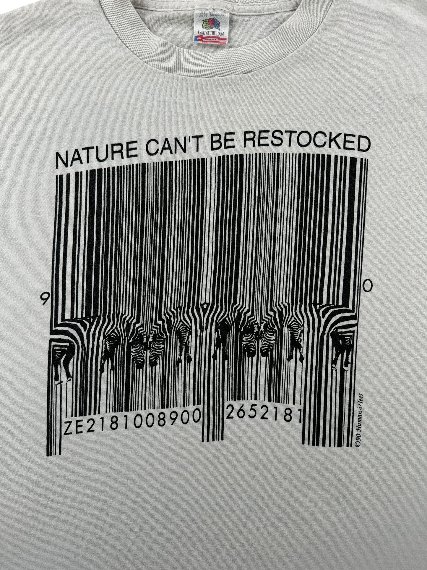 Graphic of Vintage Zebra Barcode Tee SZ XL