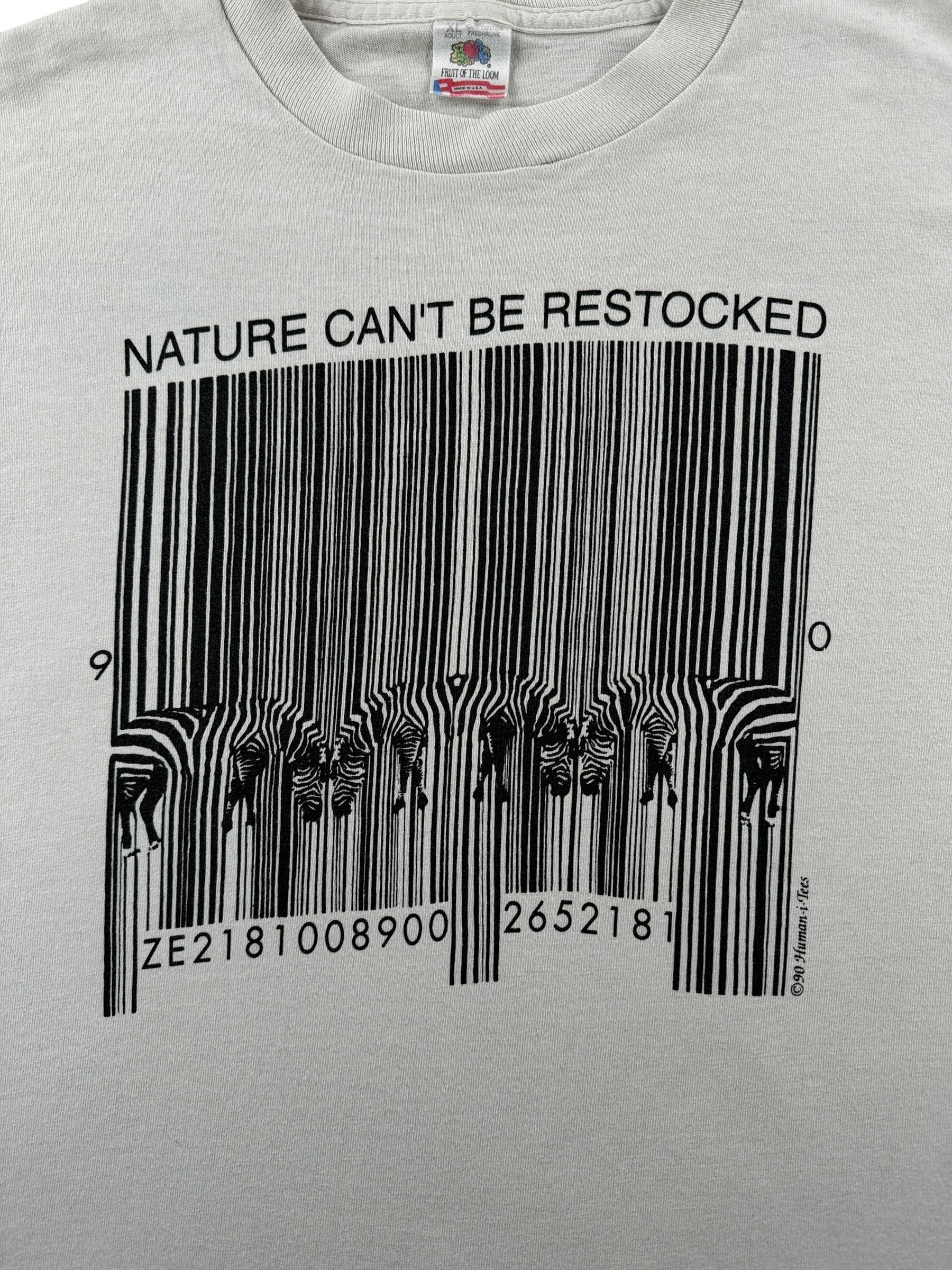 Graphic of Vintage Zebra Barcode Tee SZ XL