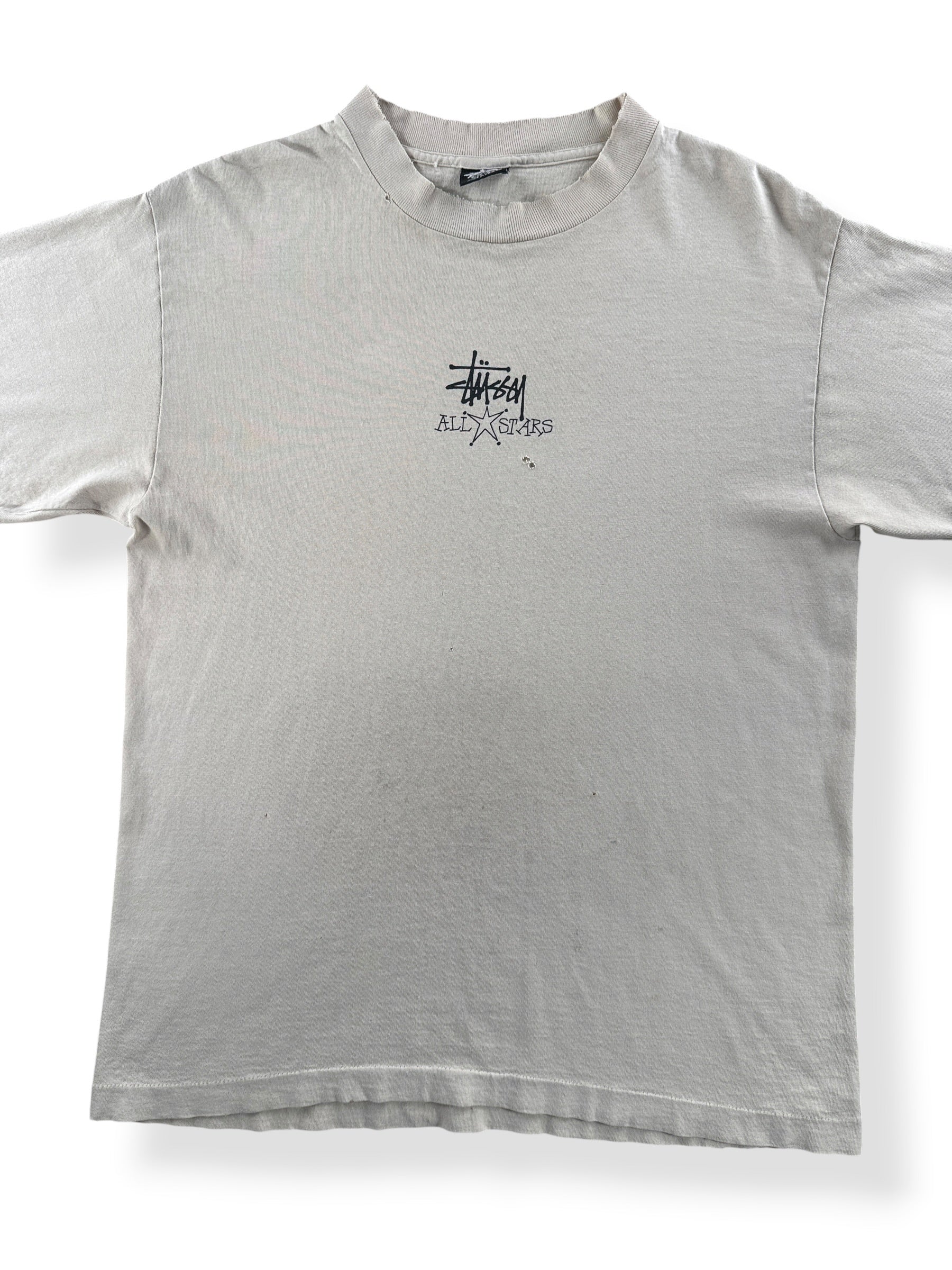 Front Close Up of Vintage Stussy All Stars Tee SZ L