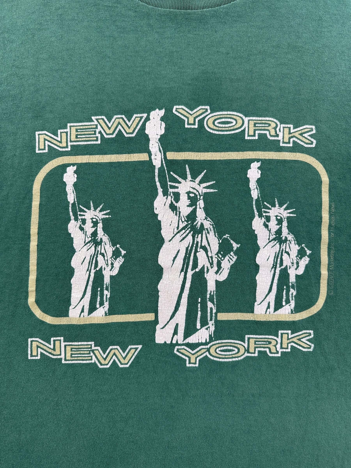 Front graphic on Vintage Green NYC Tee SZ L