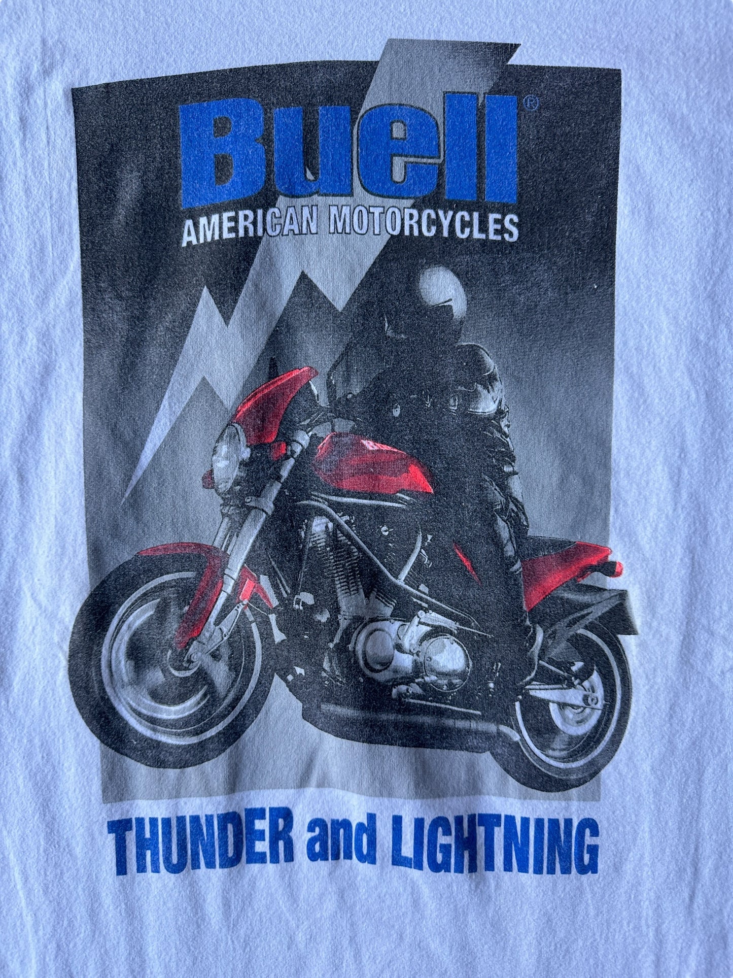 Front Graphic of Vintage Buell Motorcycles Tee SZ XL