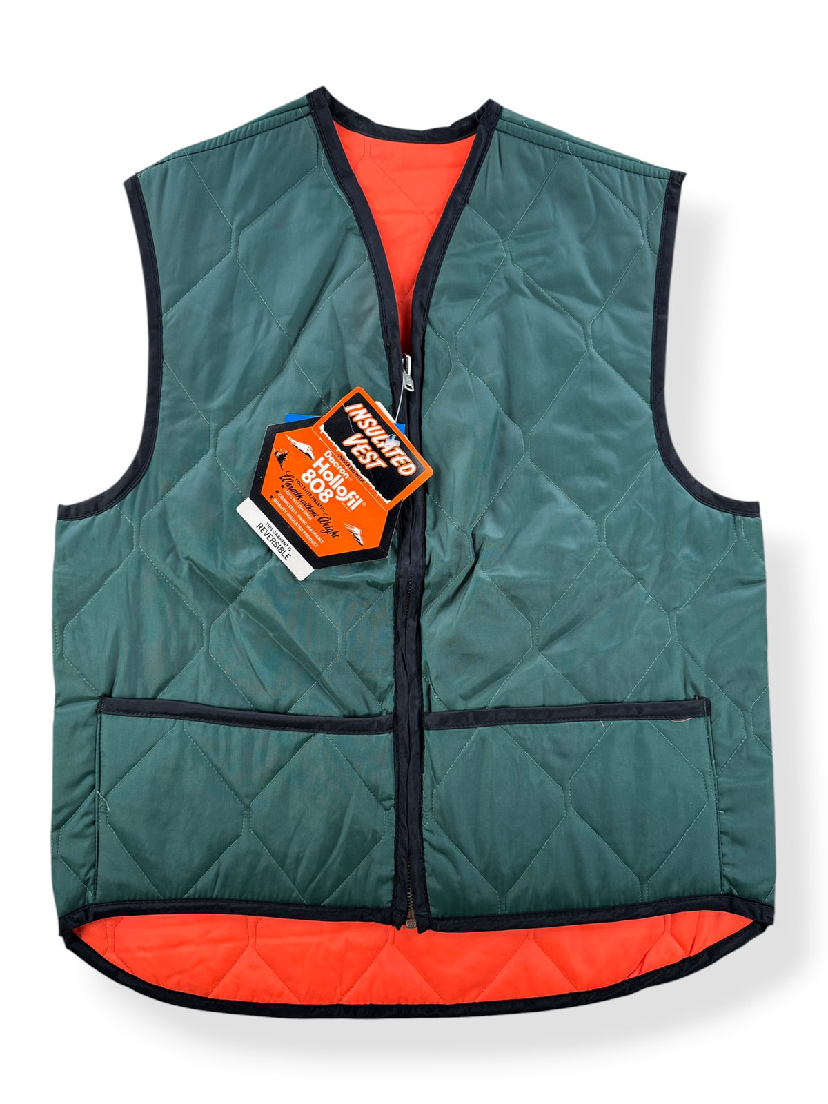 Front of Vintage NOS Green Dacron Vest SZ M
