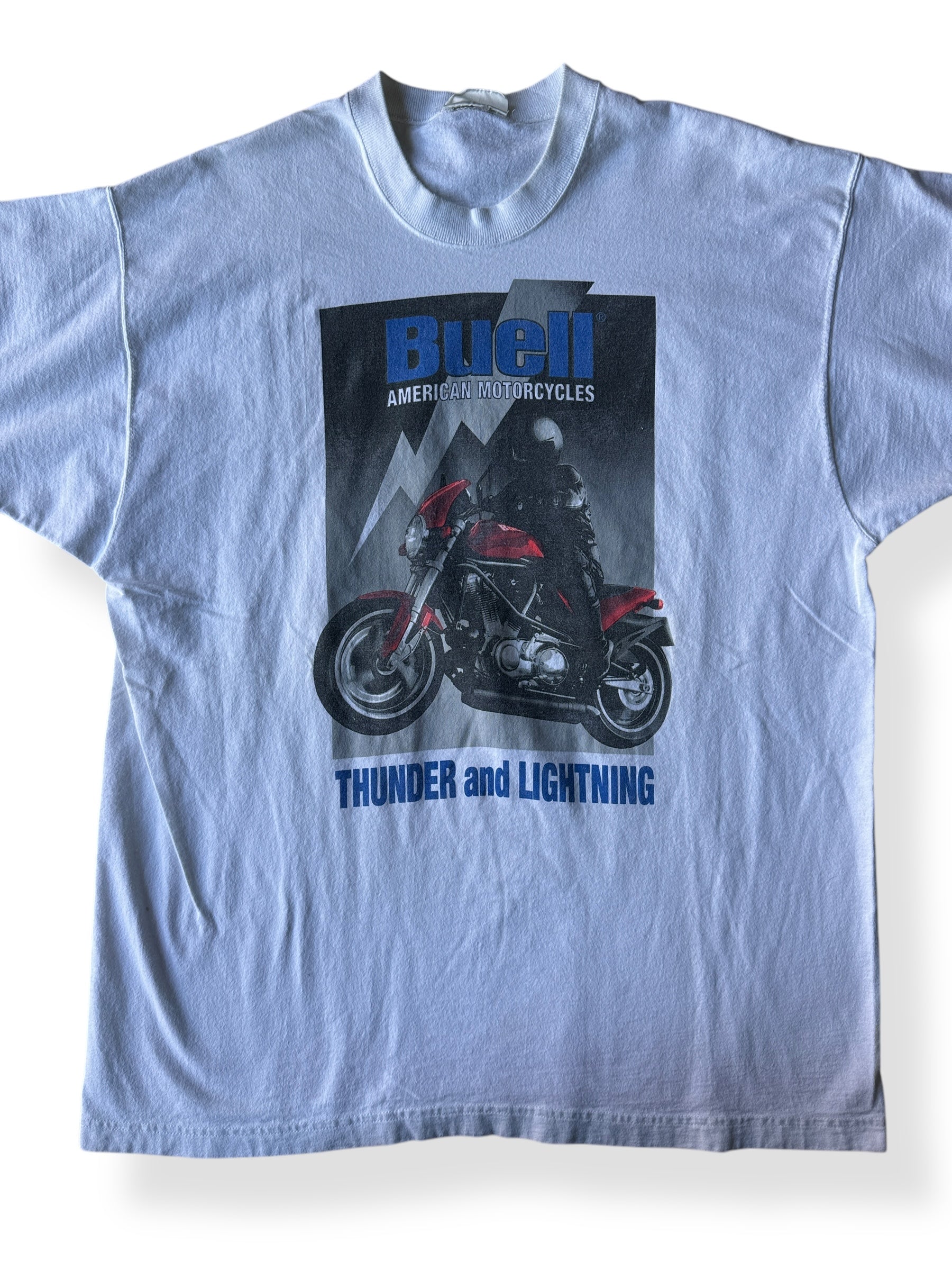 Front Close Up of Vintage Buell Motorcycles Tee SZ XL