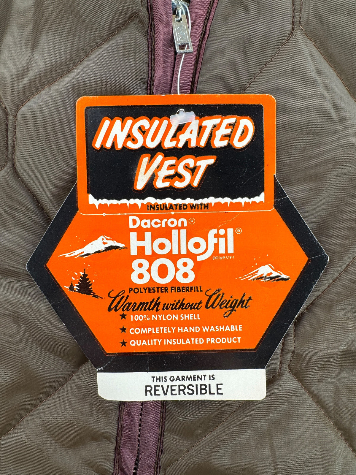 Hang tags on Vintage NOS Beige Hollofil Reversible Vest SZ S