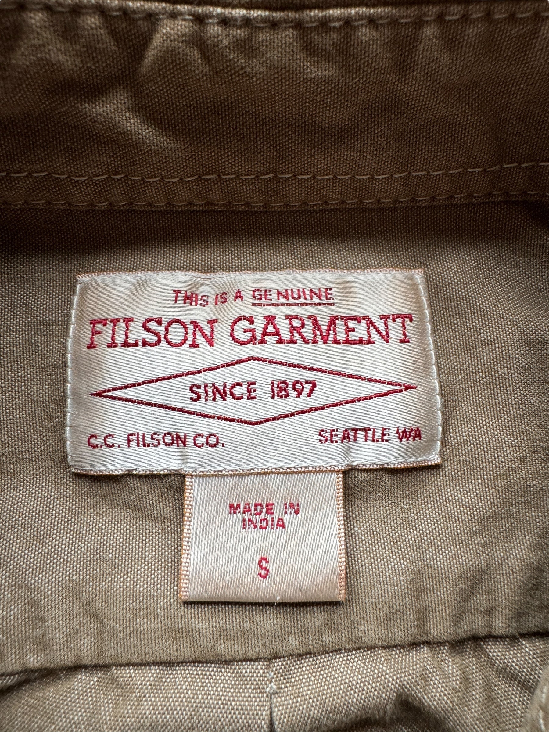 Tag on Filson 100% Cotton Lightweight Shirt SZ S