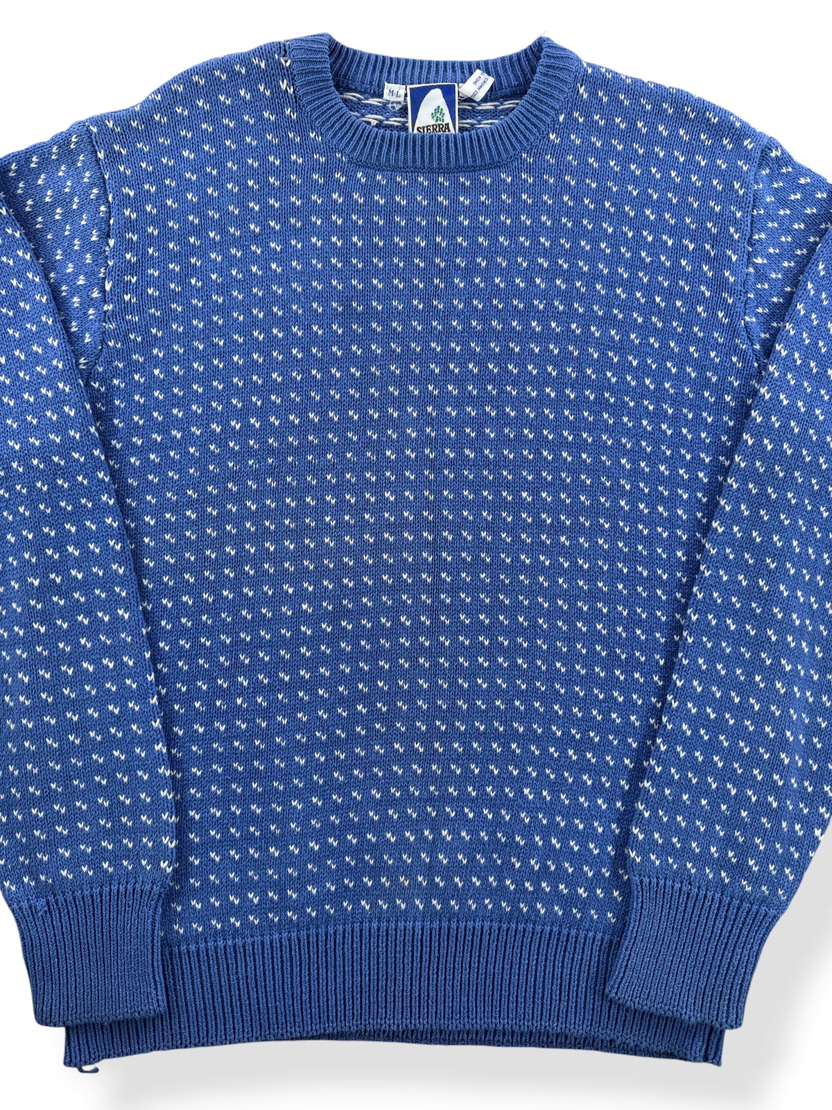 Close-up of Vintage 1980s Sierra Designs Birdseye Cotton Sweater SZ M/L