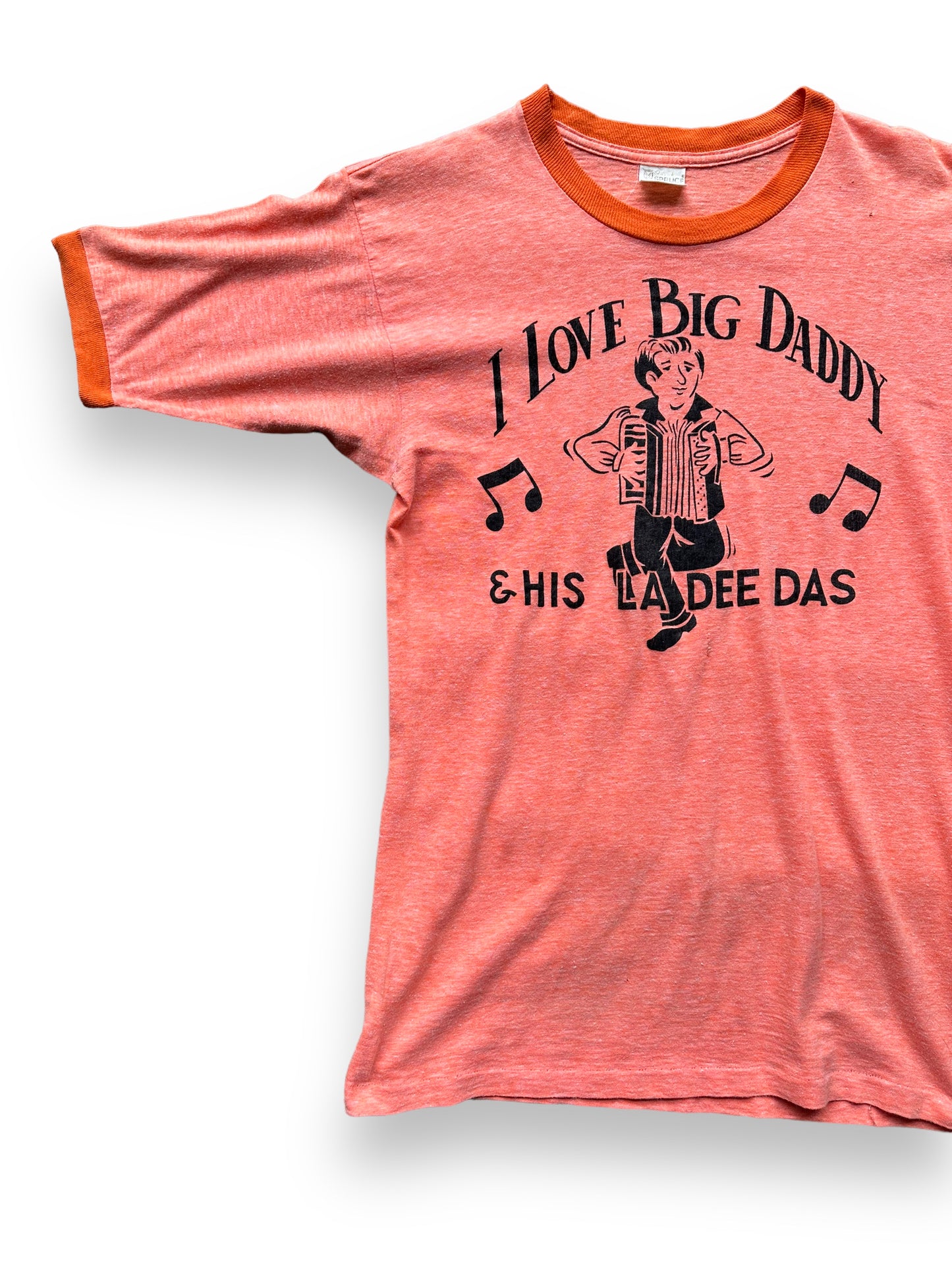 Front Right View of Vintage I Love Big Daddy Tee SZ M | Vintage Accordion T-Shirts Seattle | Barn Owl Vintage Tees Seattle