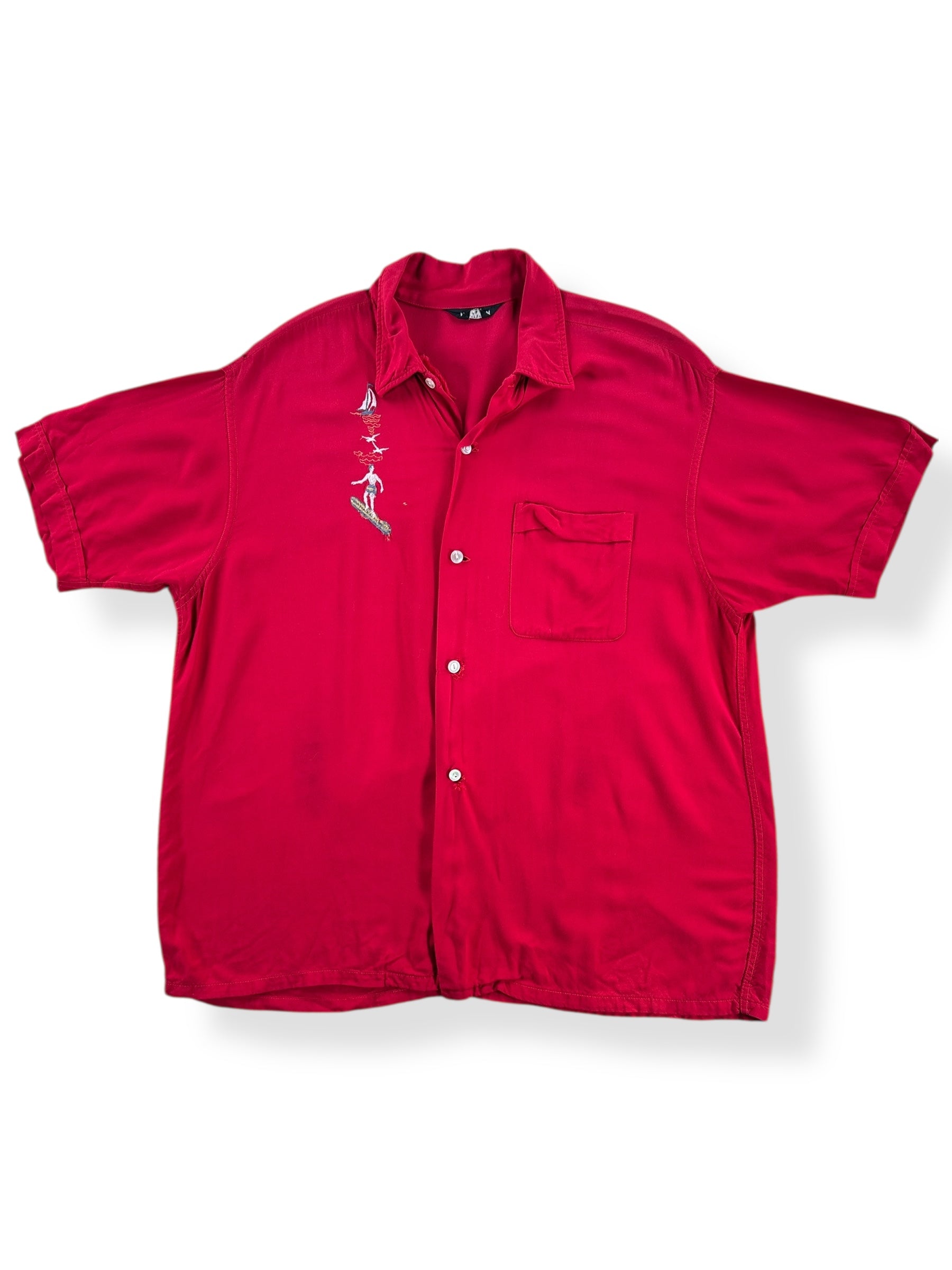 Front of Vintage Clubman Gabardine Surfer Short Sleeve Shirt SZ L