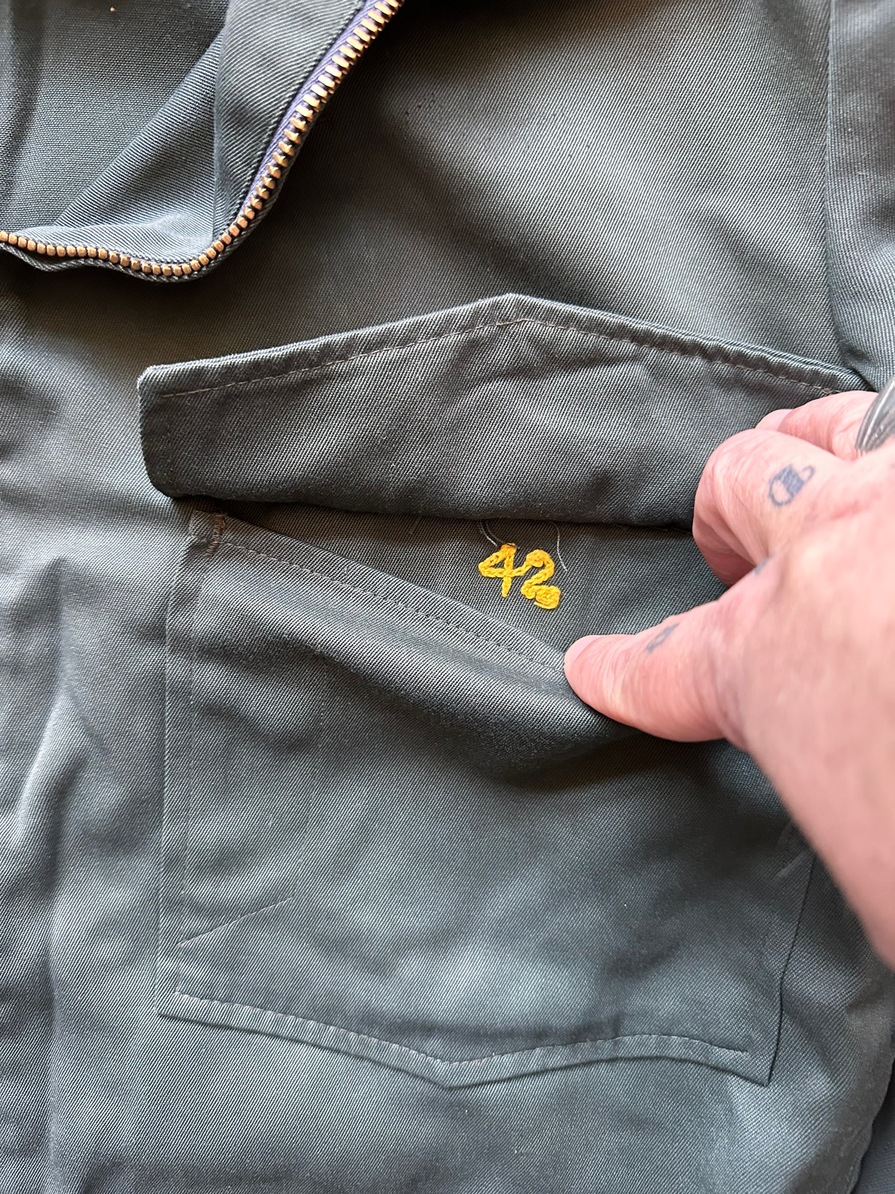 Sizing in Pocket on Vintage Day's Gas Station Jacket SZ 42 | Vintage Workwear Jacket Seattle | Seattle Vintage Clothing