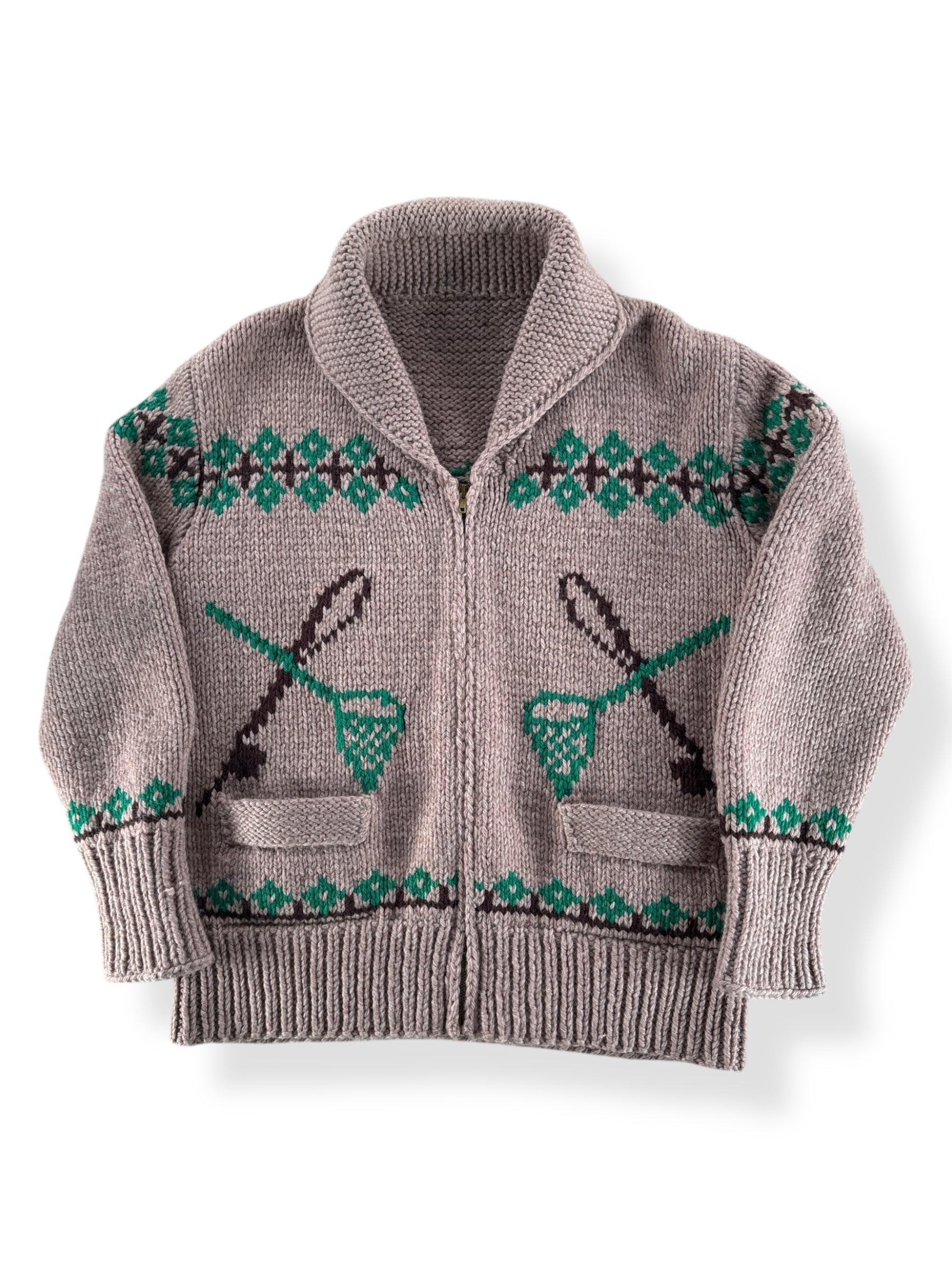 Front of Vintage Trout Cowichan Sweater SZ L
