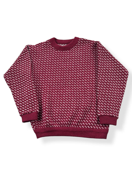 Front View of Vintage Men's L.L. Bean Burgundy Birdseye Sweater SZ L
