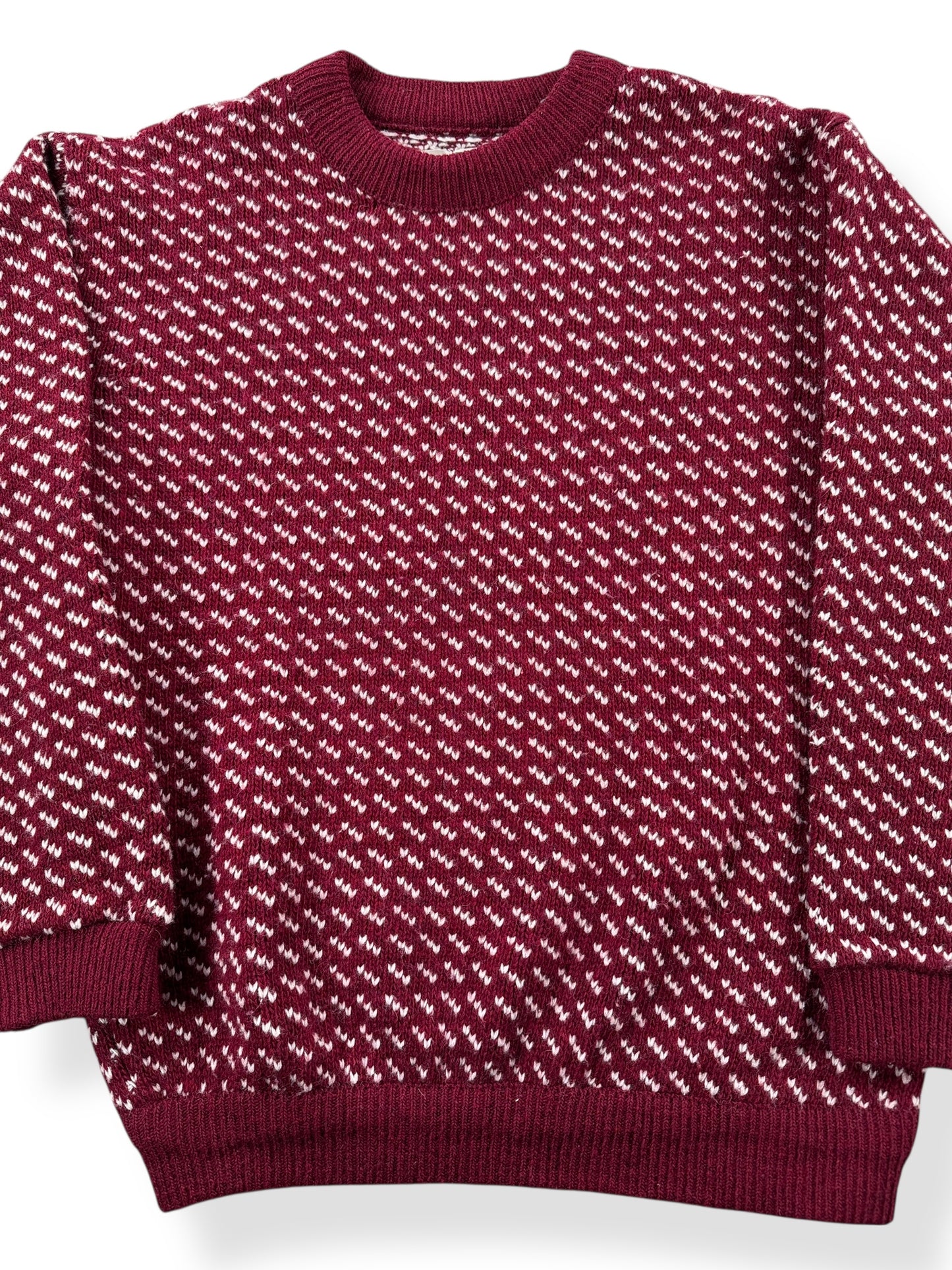 Front Detail on Vintage Men's L.L. Bean Burgundy Birdseye Sweater SZ L