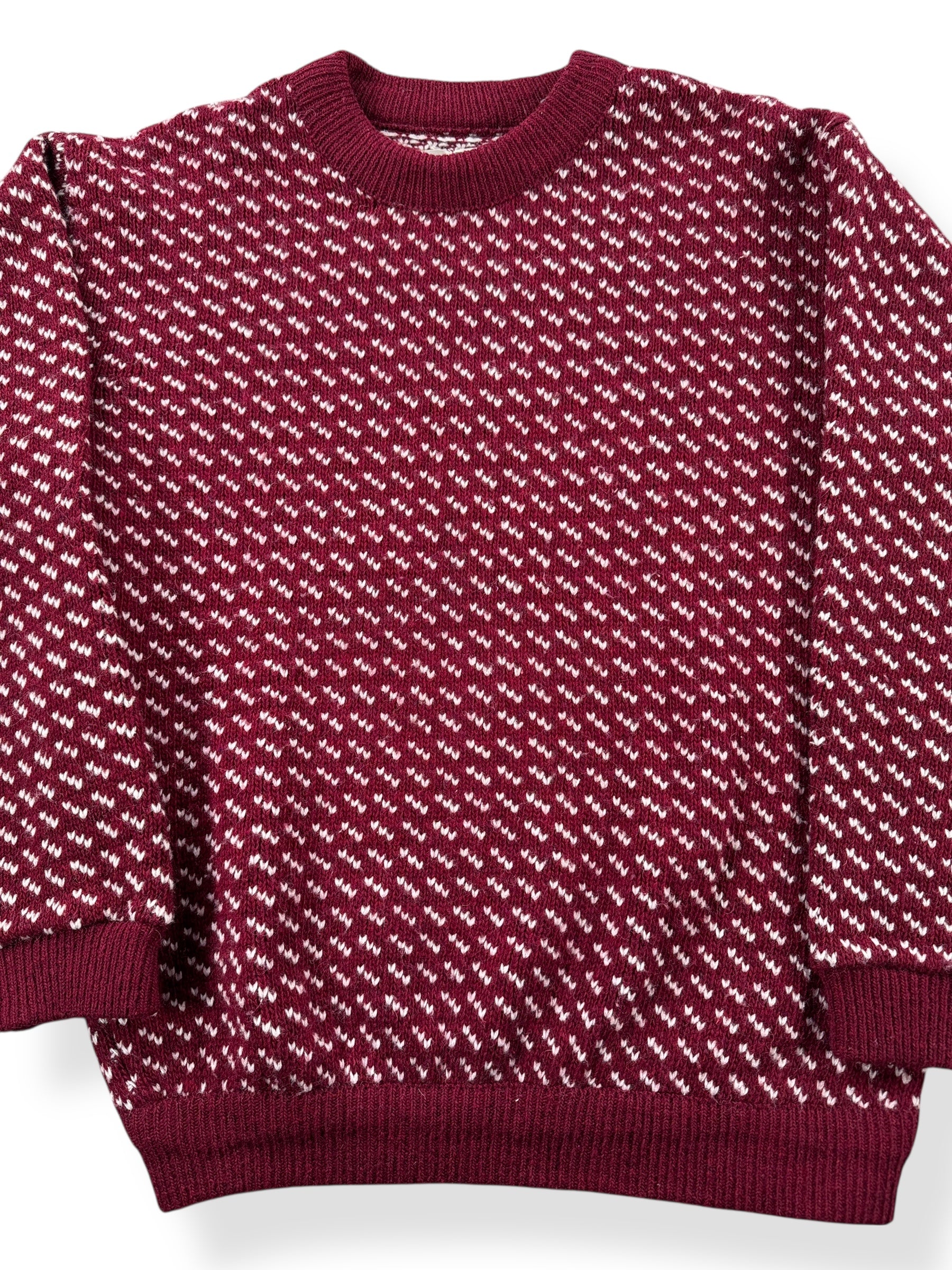 Front Detail on Vintage Men's L.L. Bean Burgundy Birdseye Sweater SZ L