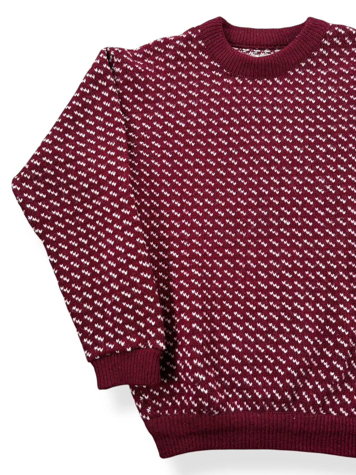 Front Right View of Vintage Men's L.L. Bean Burgundy Birdseye Sweater SZ L