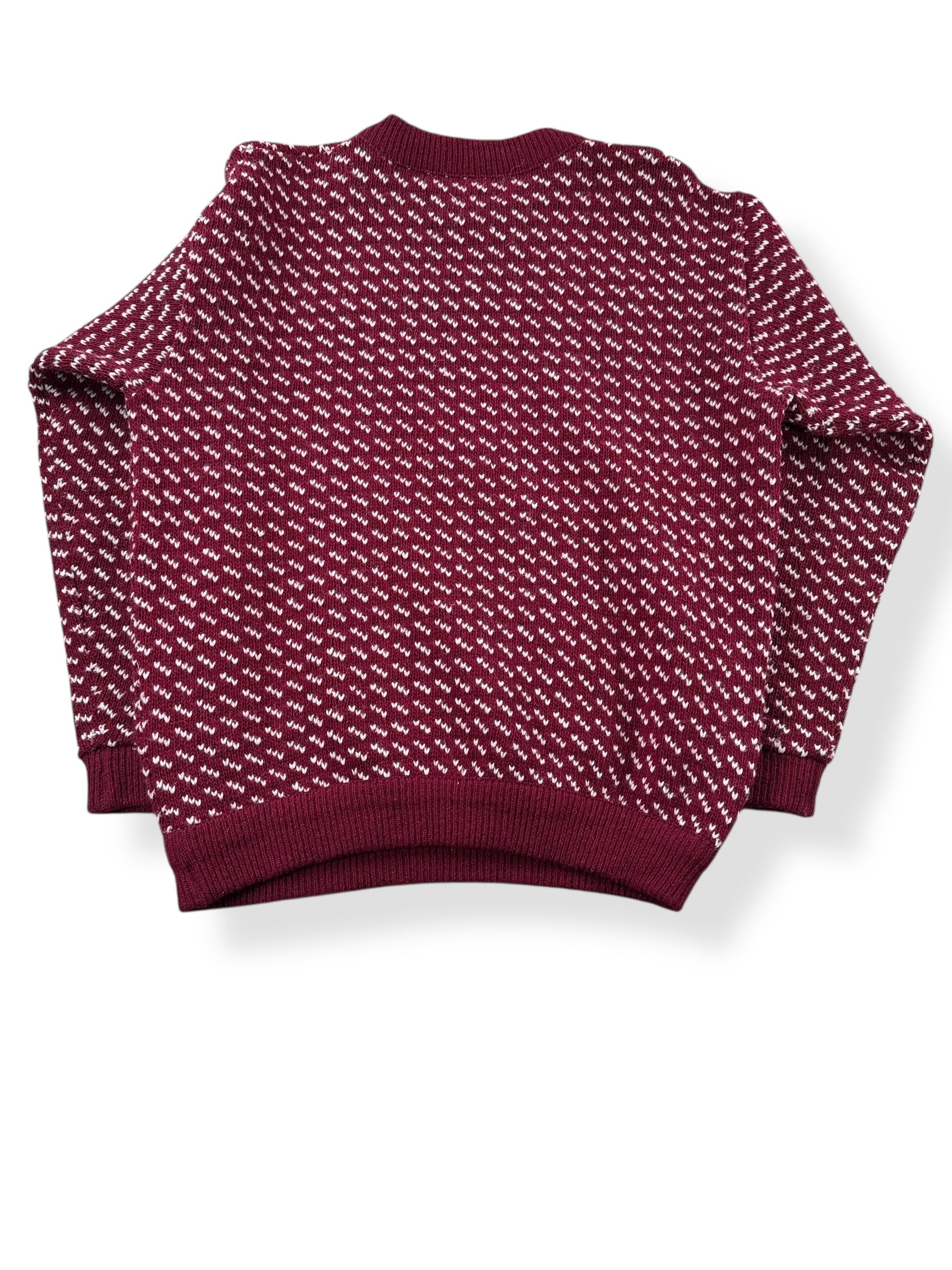 Rear View of Vintage Men's L.L. Bean Burgundy Birdseye Sweater SZ L