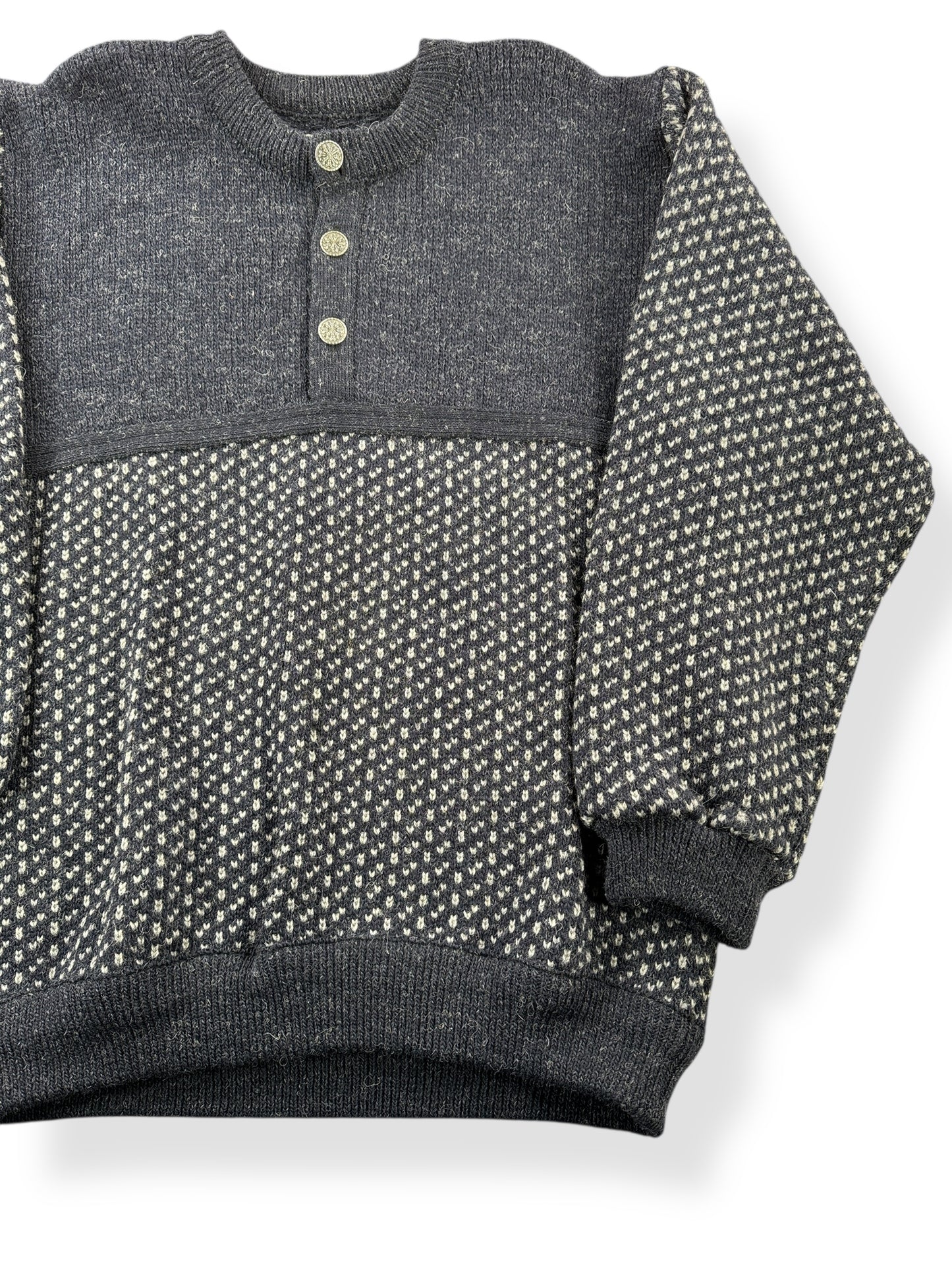 Front Left View of Vintage L.L. Bean Birdseye Nordic Sweater SZ L Tall