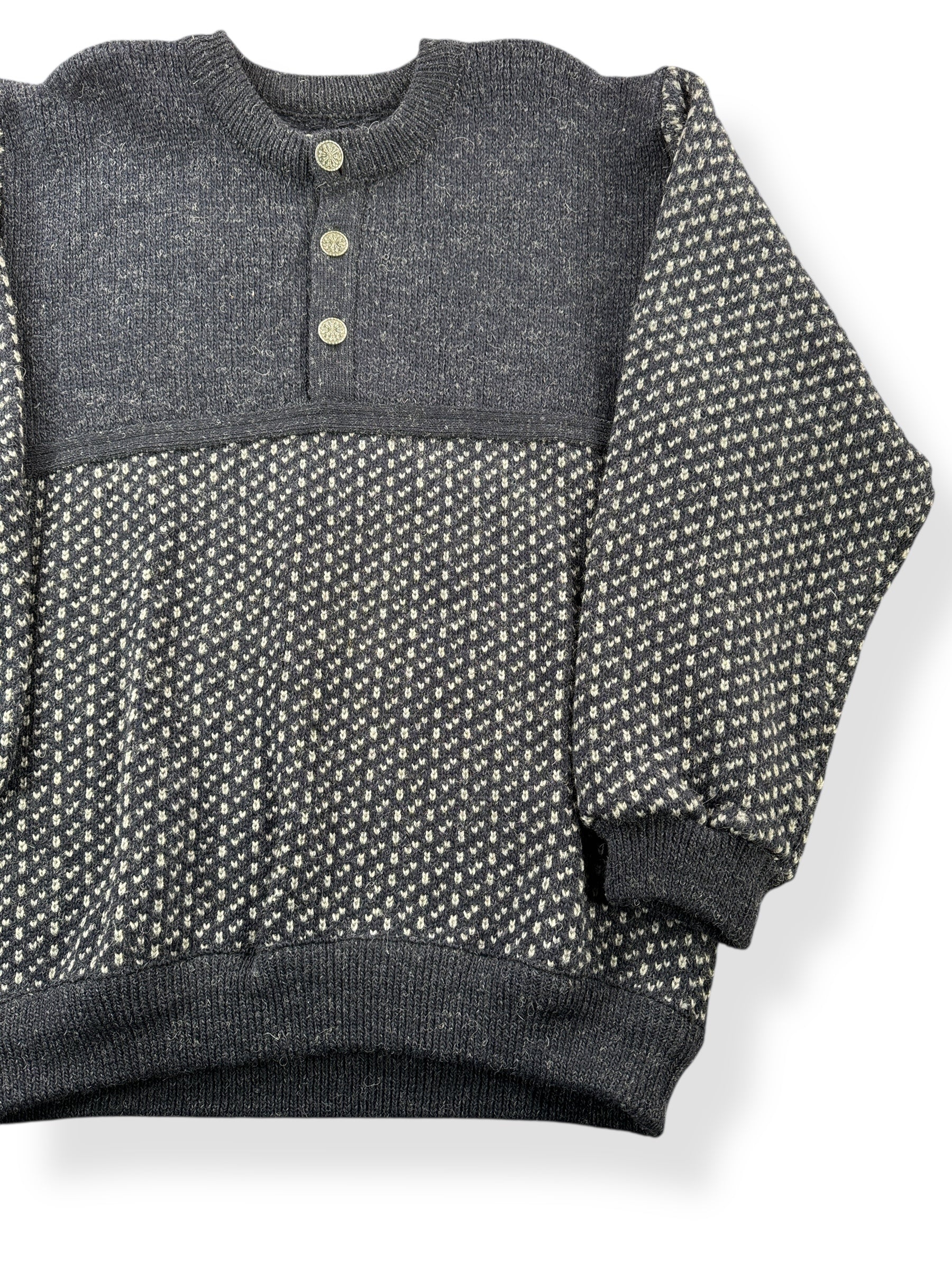 Front Left View of Vintage L.L. Bean Birdseye Nordic Sweater SZ L Tall