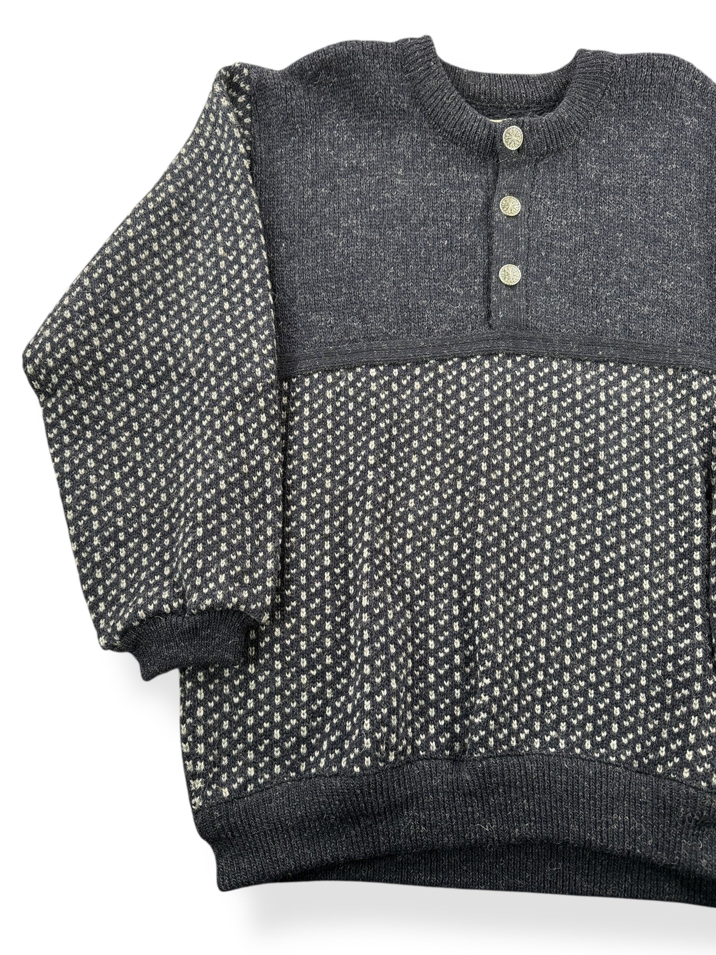 Front Right View of Vintage L.L. Bean Birdseye Nordic Sweater SZ L Tall