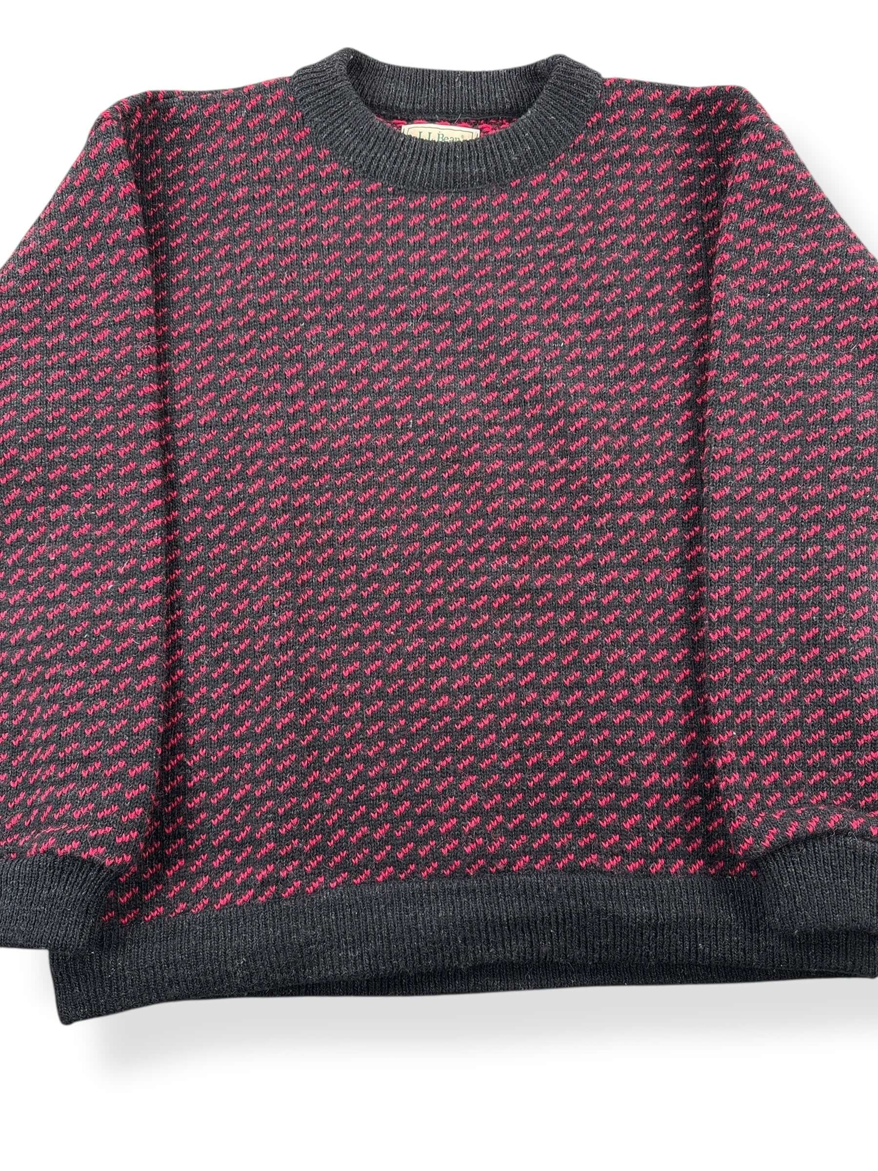 トップス 1970s LL BEAN BIRDS EYE SWEATER Vintage L.L. Bean Red & Black Norwegian Birdseye Sweater SZ L