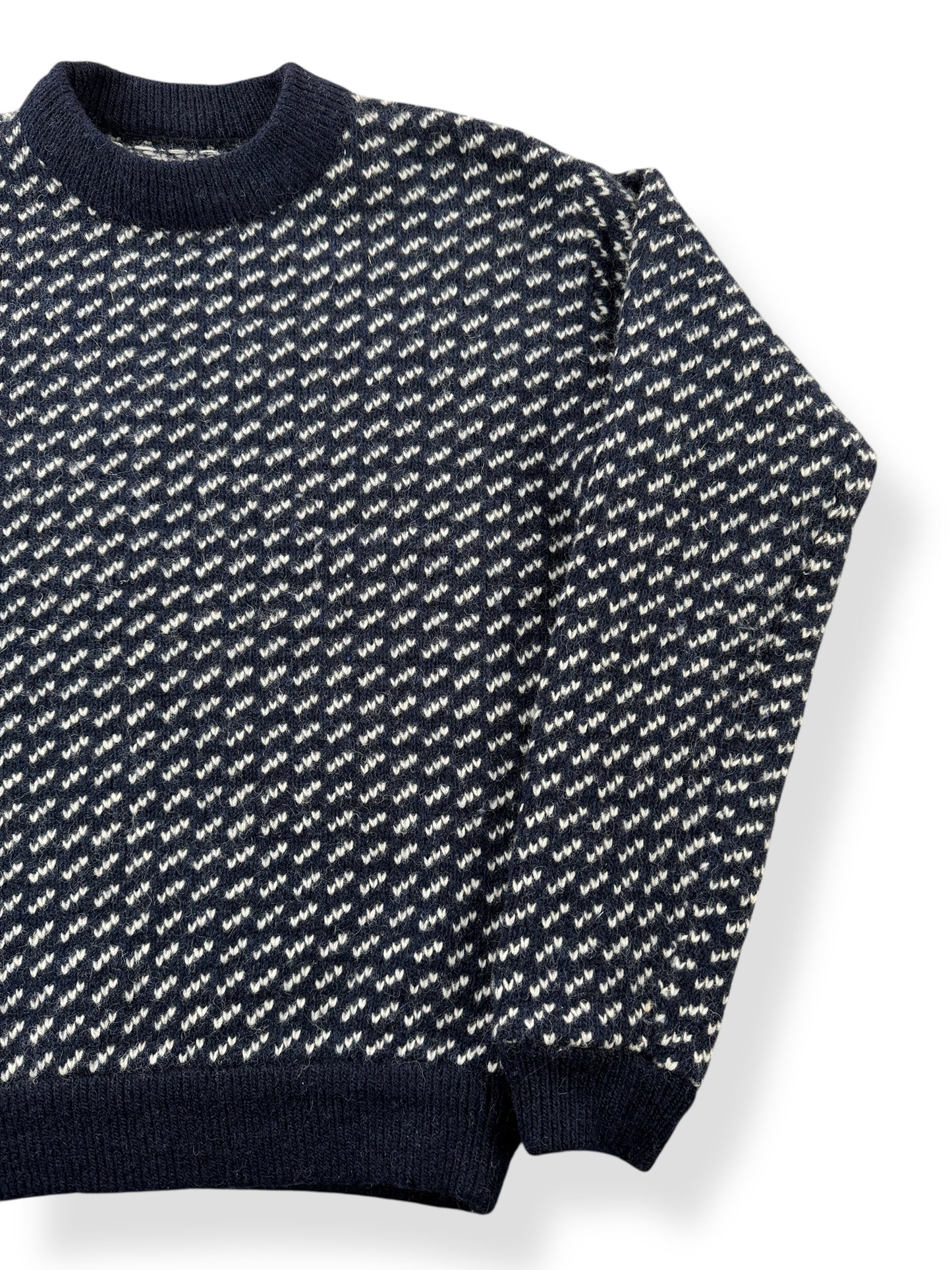 Front Left View of Vintage Ladies L.L. Bean Norwegian Birdseye Sweater SZ M