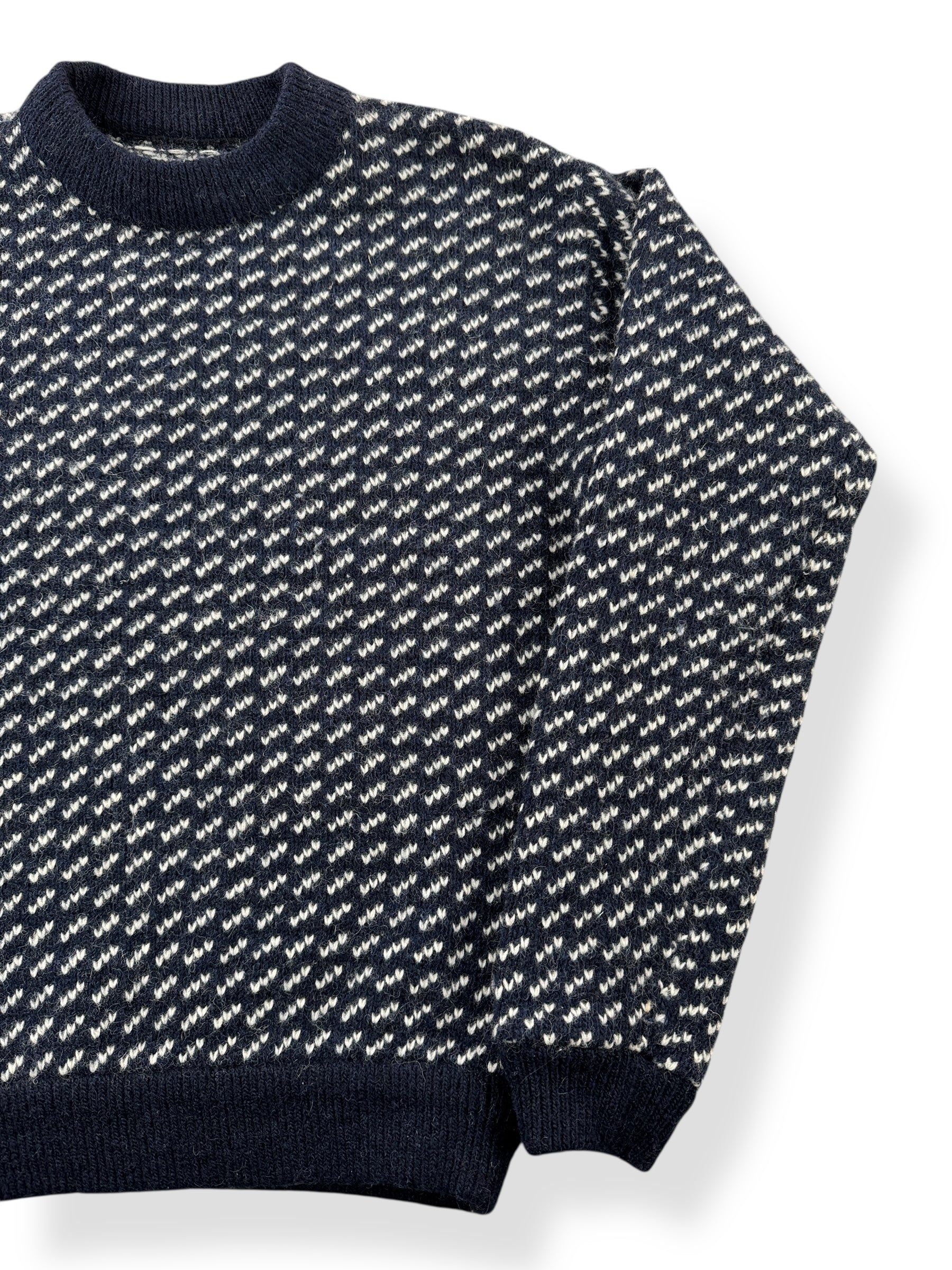 Front Left View of Vintage Ladies L.L. Bean Norwegian Birdseye Sweater SZ M