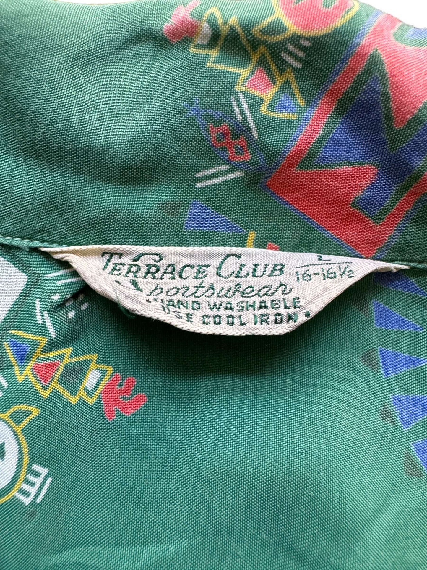 tag on Vintage Terrace Club Aloha Shirt SZ L