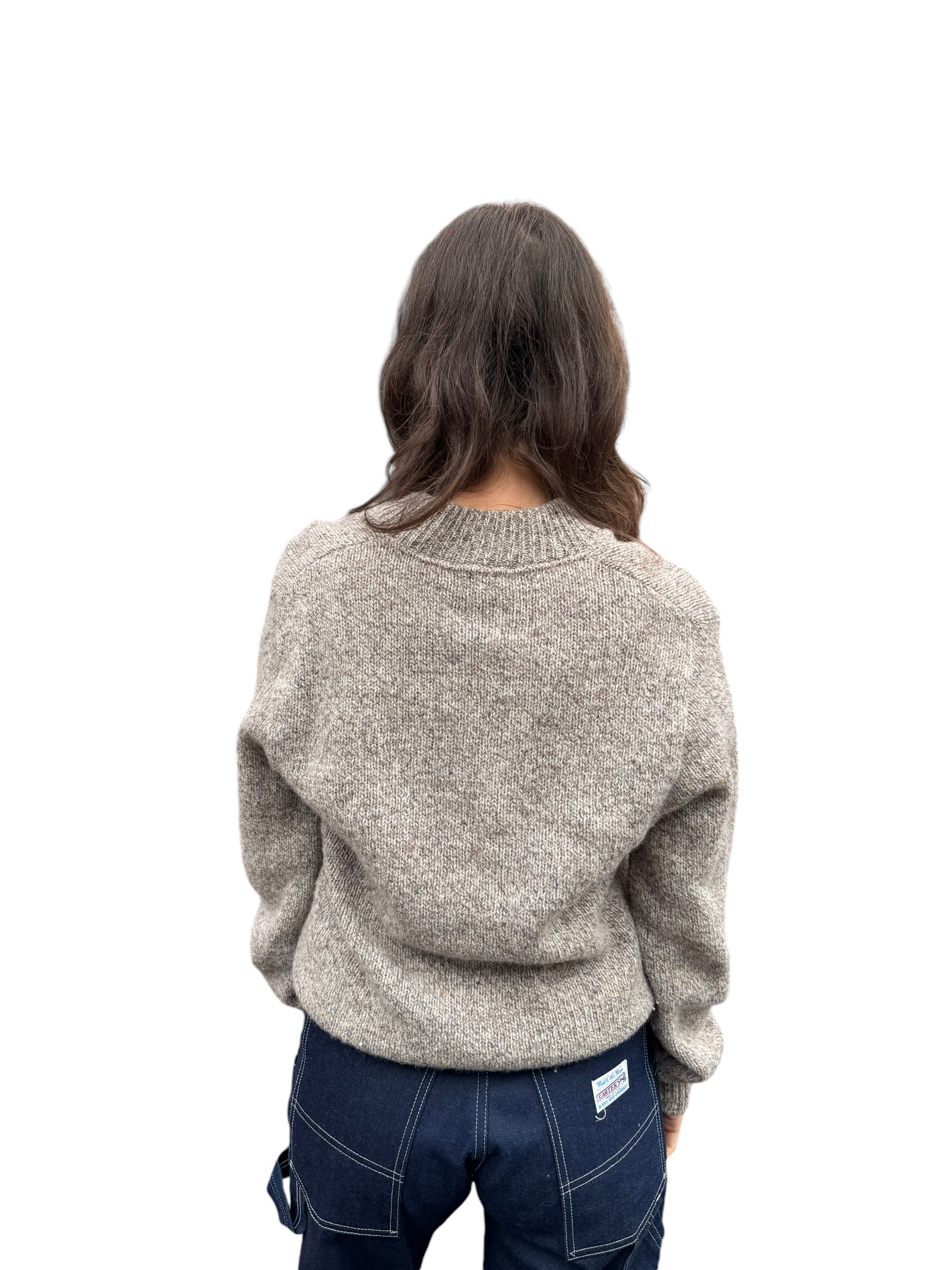 Back view of 1980s Campus Wool Oatmeal Sweater M