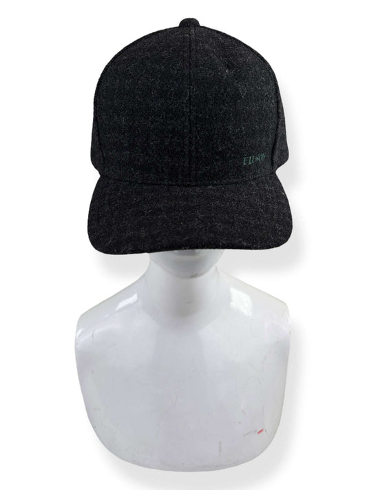 Front View of Filson Black Heather Check Wool Logger Cap