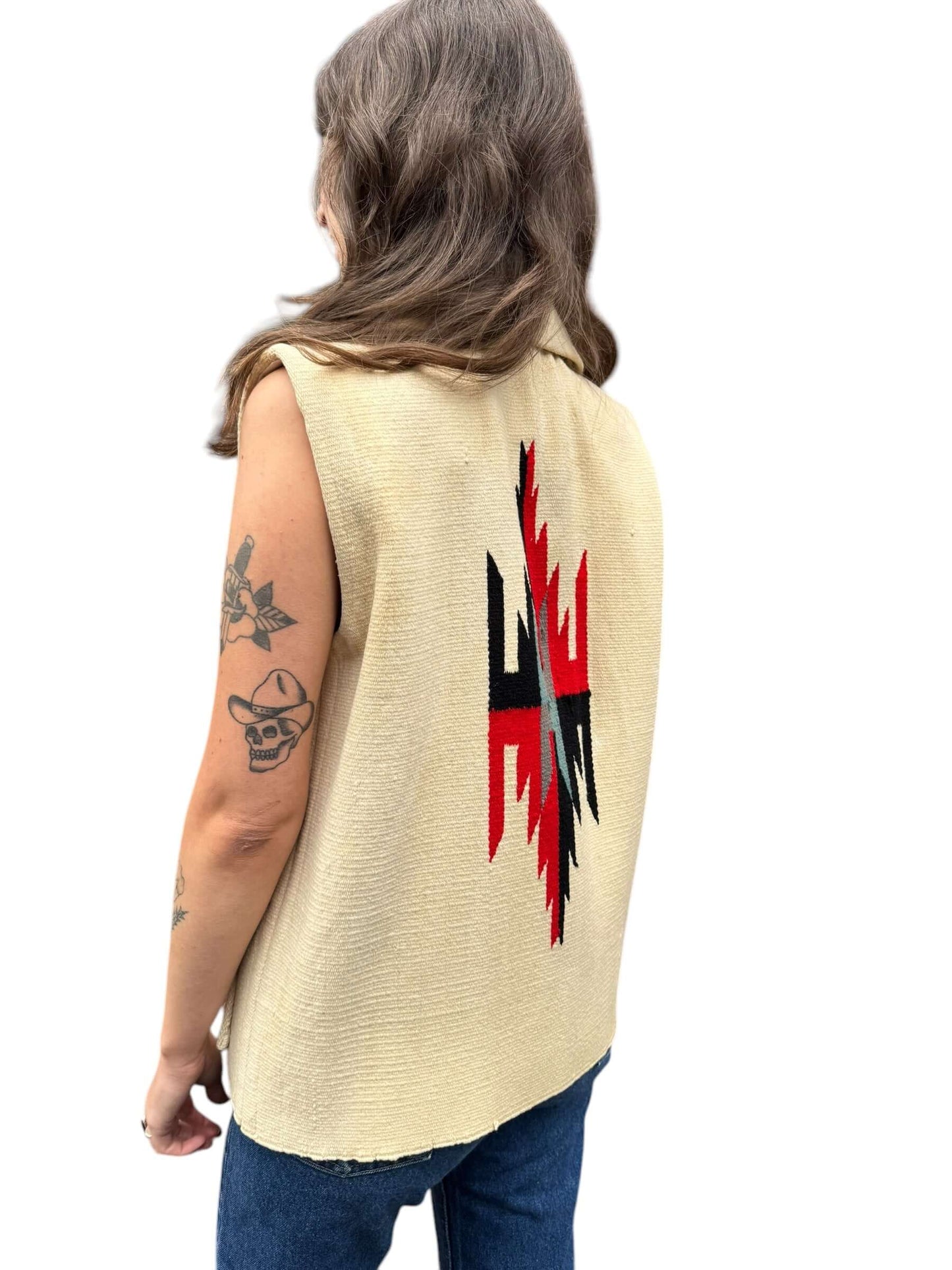 Side model of 1970s Americraft Chimayo Vest L