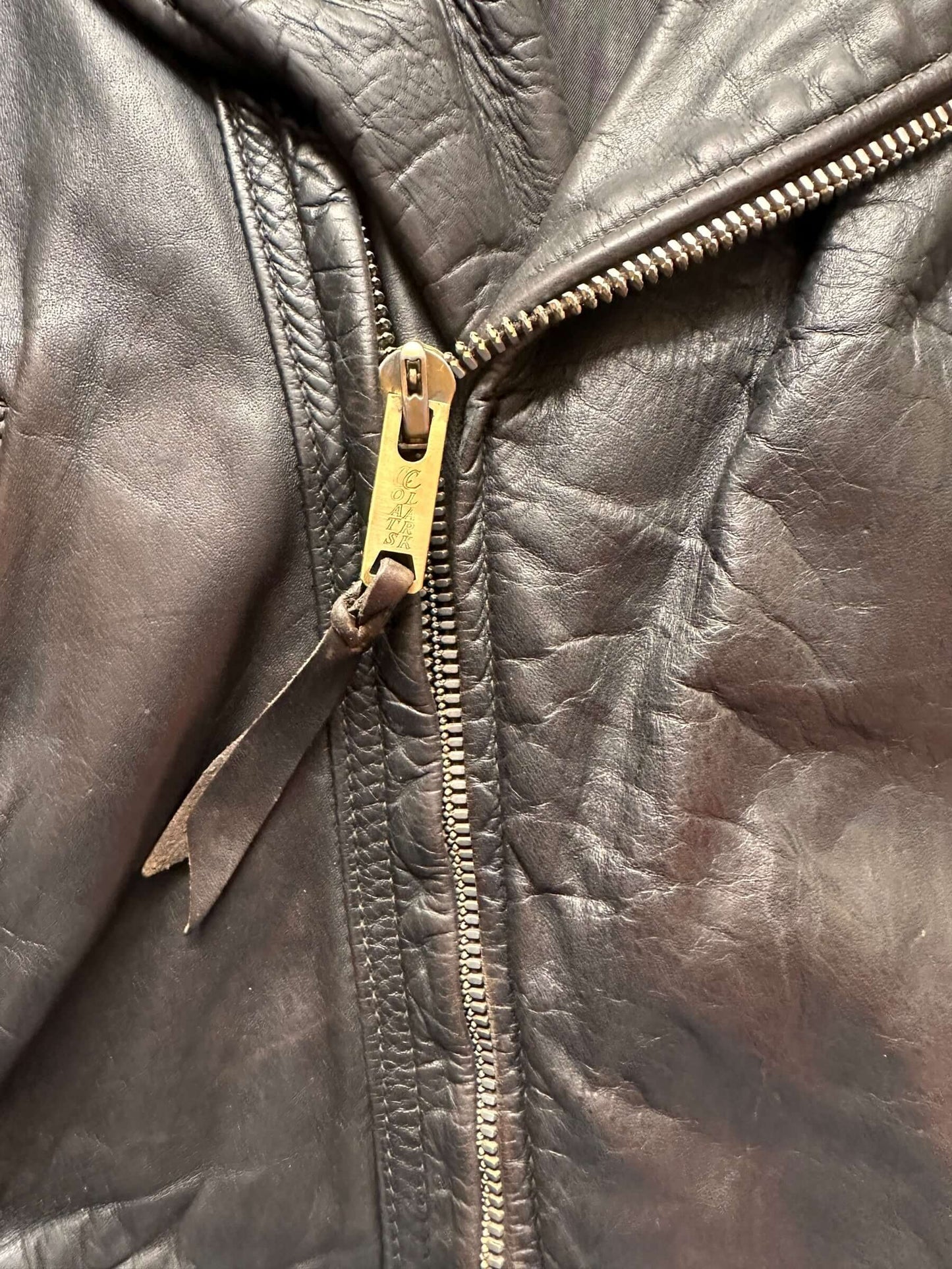 zipper on 40's Era Langlitz Leather Jacket |  Barn Owl Vintage Goods | Vintage Leather Jackets Seattle